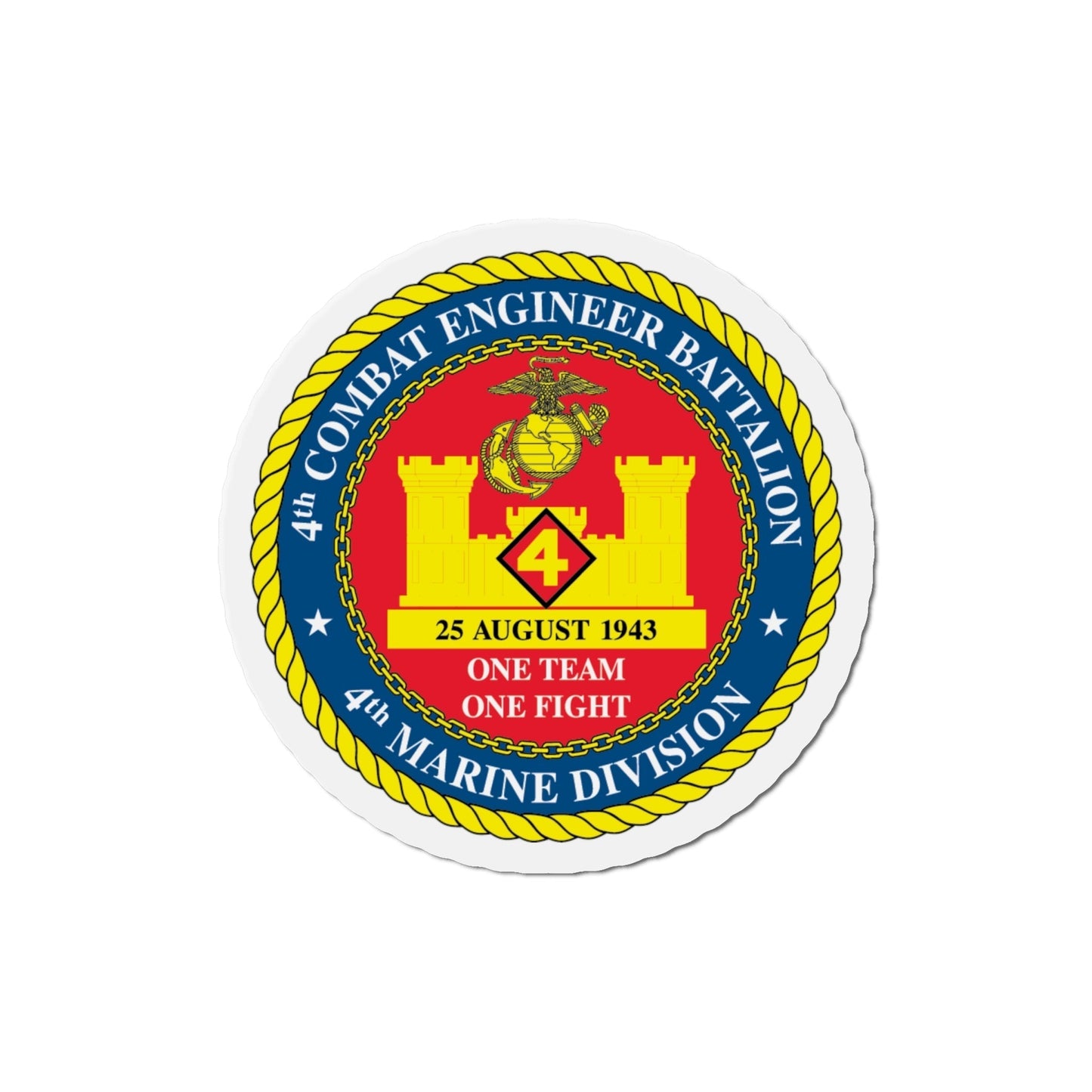 4th Cmbt Eng Bn (USMC) Die-Cut Magnet-6 Inch-The Sticker Space