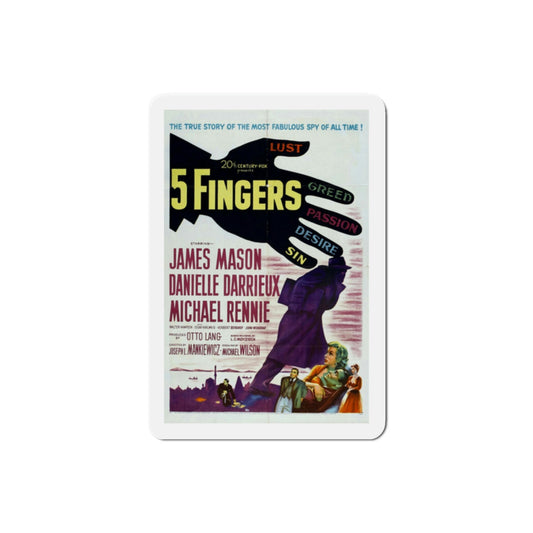 5 Fingers 1952 Movie Poster Die-Cut Magnet-2 Inch-The Sticker Space