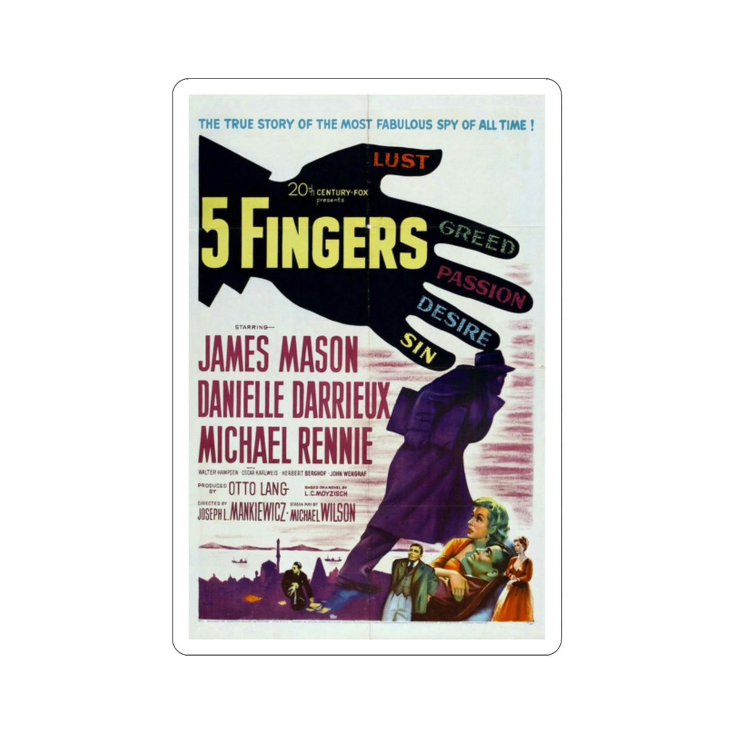 5 Fingers 1952 Movie Poster STICKER Vinyl Die-Cut Decal-2 Inch-The Sticker Space