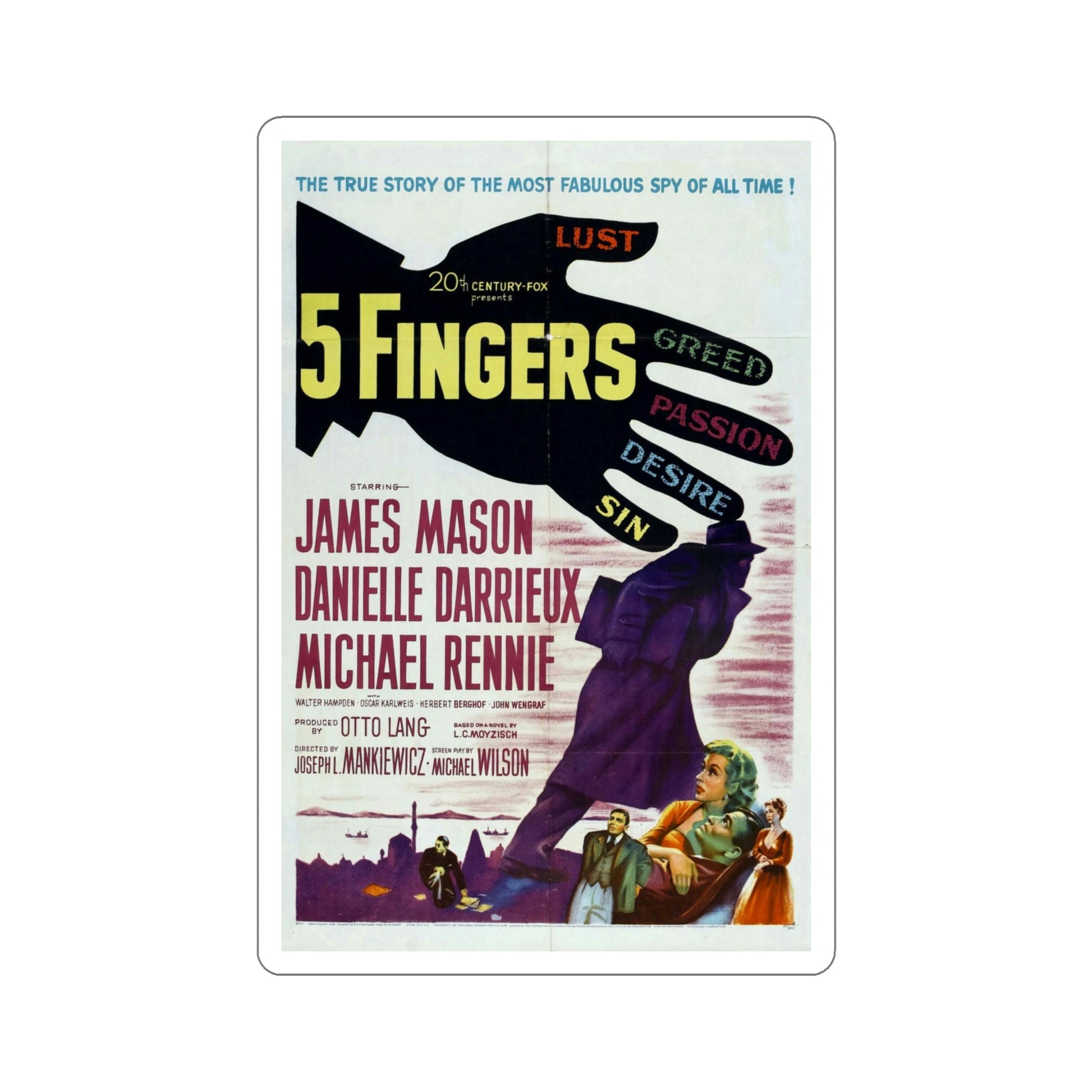 5 Fingers 1952 Movie Poster STICKER Vinyl Die-Cut Decal-5 Inch-The Sticker Space