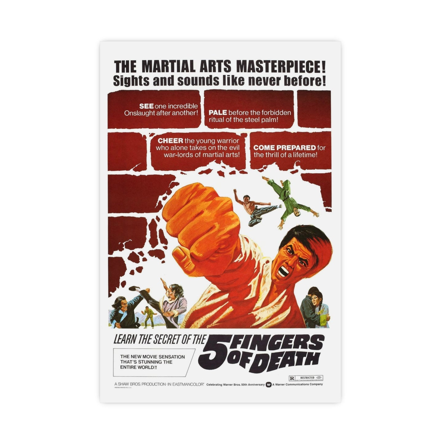 5 FINGERS OF DEATH 1972 - Paper Movie Poster-16″ x 24″ (Vertical)-The Sticker Space