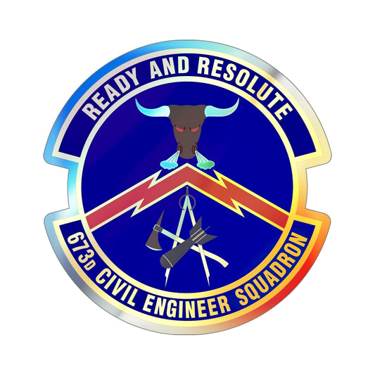 673d Civil Engineer Squadron (U.S. Air Force) Holographic STICKER Die-Cut Vinyl Decal-6 Inch-The Sticker Space