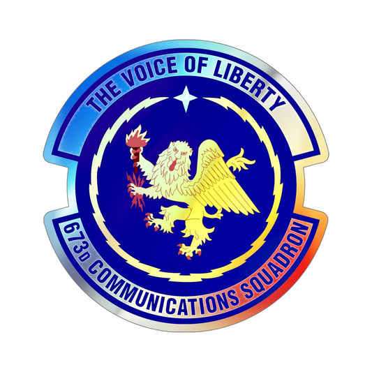 673d Communications Squadron (U.S. Air Force) Holographic STICKER Die-Cut Vinyl Decal-6 Inch-The Sticker Space