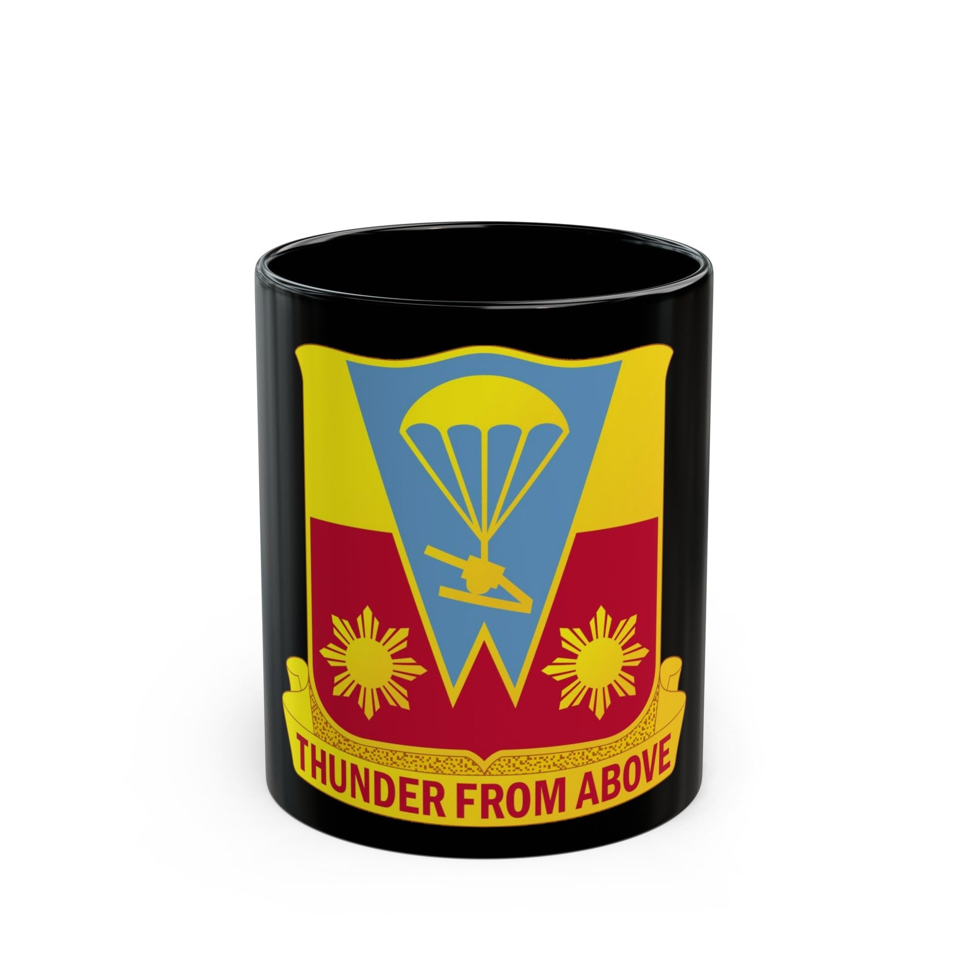 674th Airborne Field Artillery Battalion (U.S. Army) Black Coffee Mug-11oz-The Sticker Space