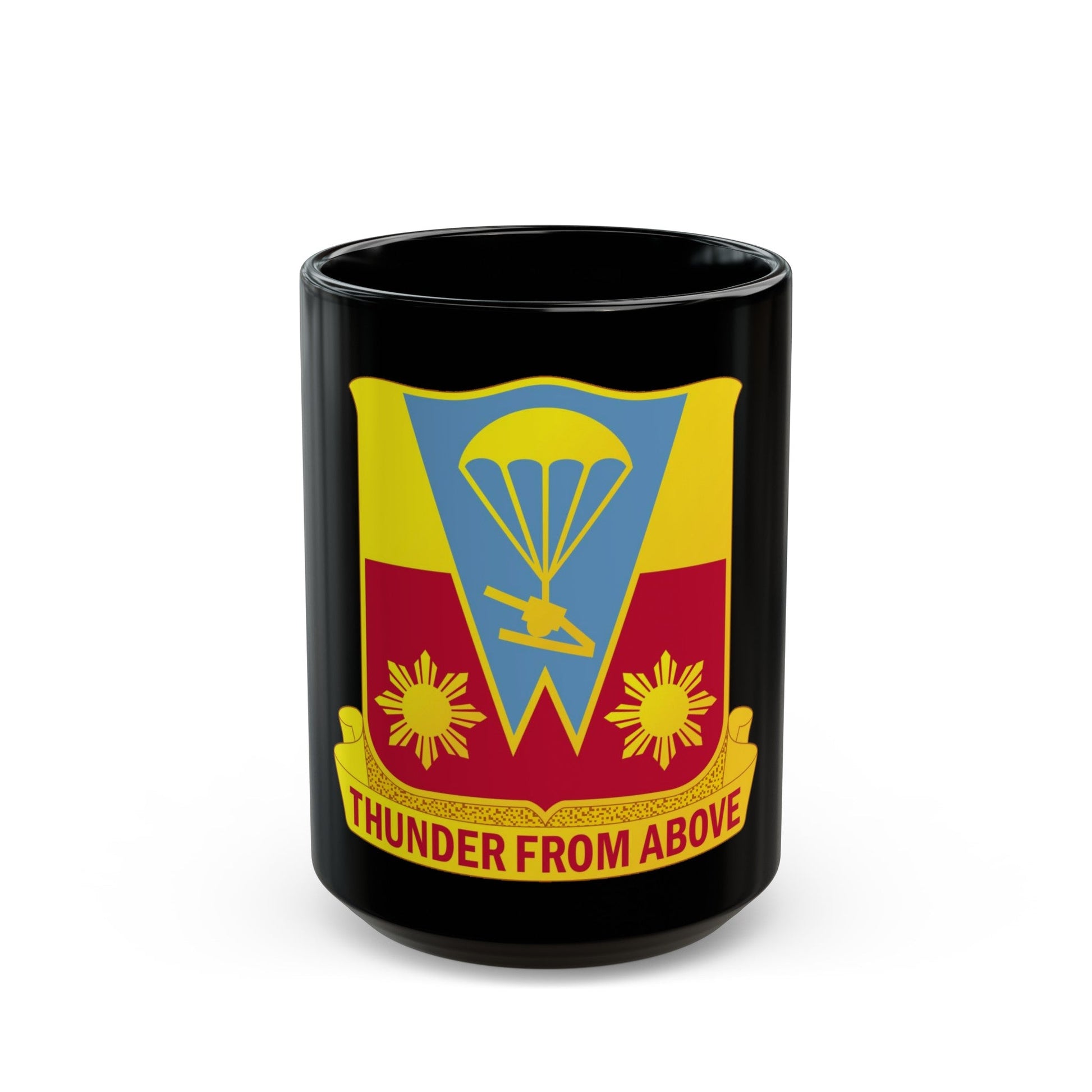 674th Airborne Field Artillery Battalion (U.S. Army) Black Coffee Mug-15oz-The Sticker Space