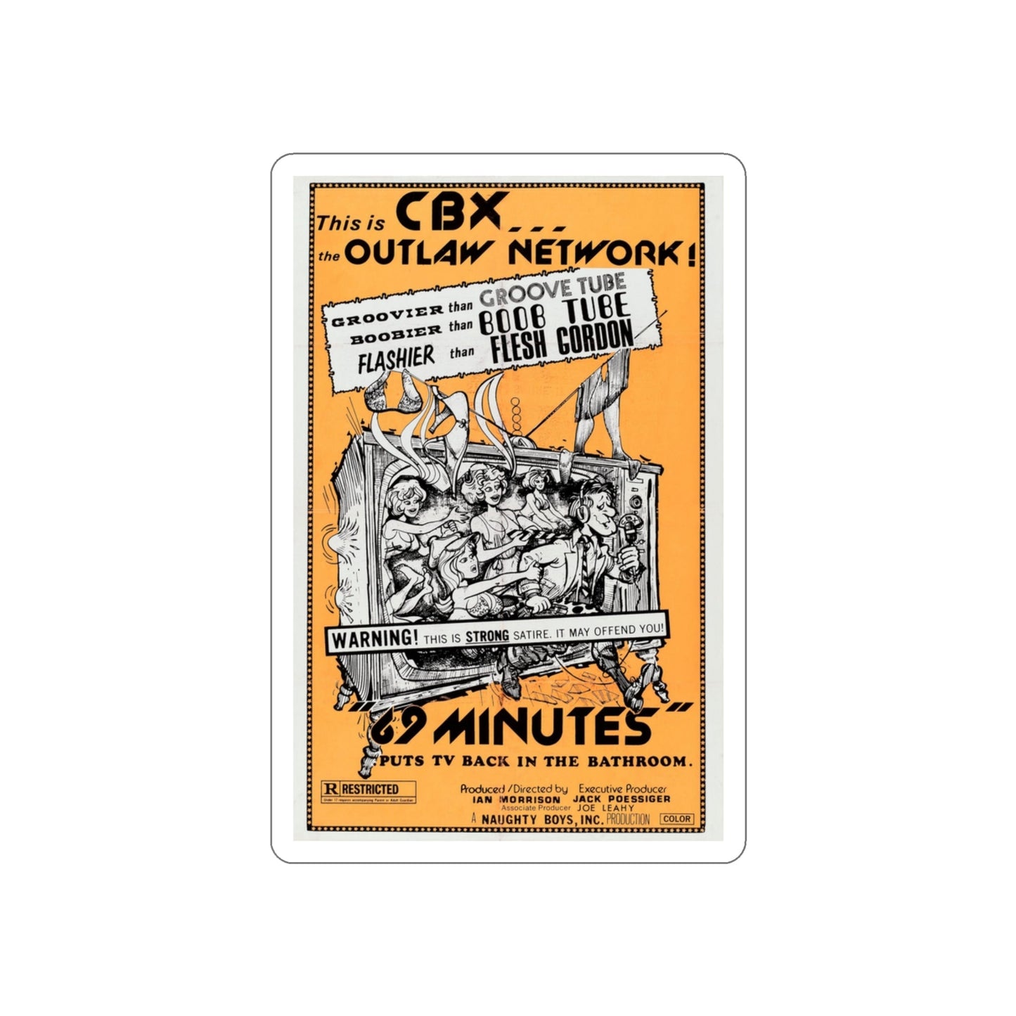 69 MINUTES 1976 Movie Poster STICKER Vinyl Die-Cut Decal-3 Inch-The Sticker Space