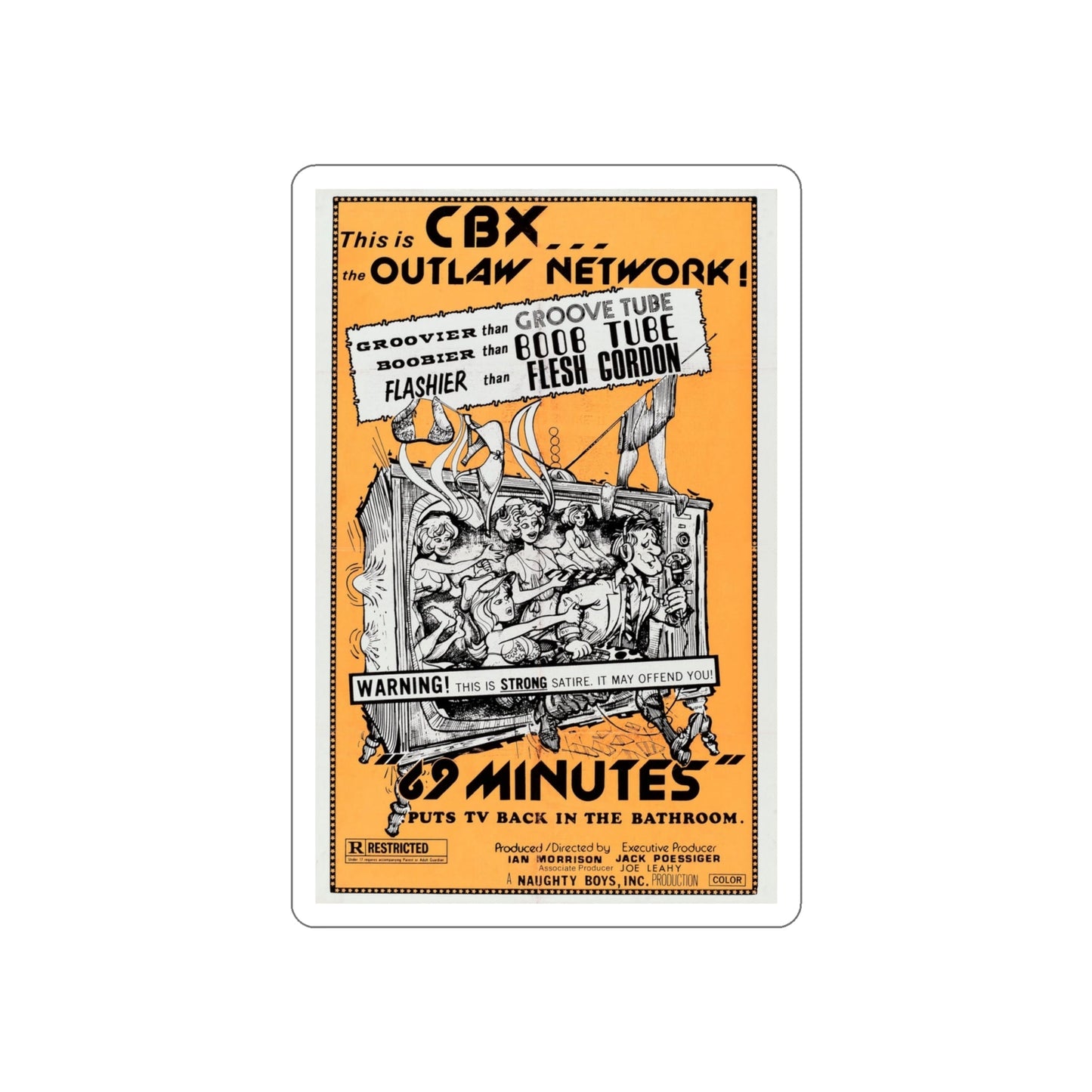 69 MINUTES 1976 Movie Poster STICKER Vinyl Die-Cut Decal-4 Inch-The Sticker Space