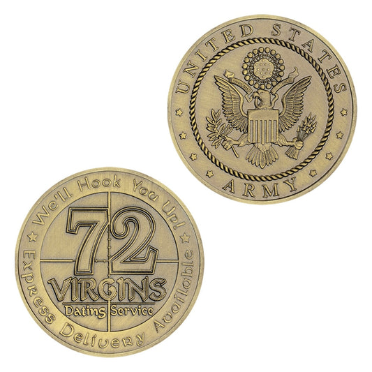"72 Virgins Dating Service" (U.S. Army) Bronze Plated Challenge Coin-The Sticker Space