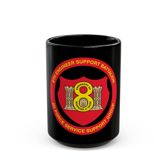 8th Engineer Support Battalion 2nd Force Service Support Group (USMC) Black Coffee Mug-15oz-The Sticker Space