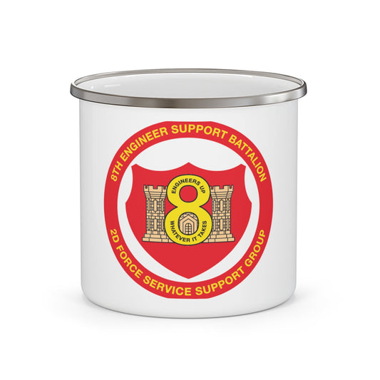 8th Engineer Support Battalion 2nd Force Service Support Group (USMC) Enamel Mug-12oz-The Sticker Space