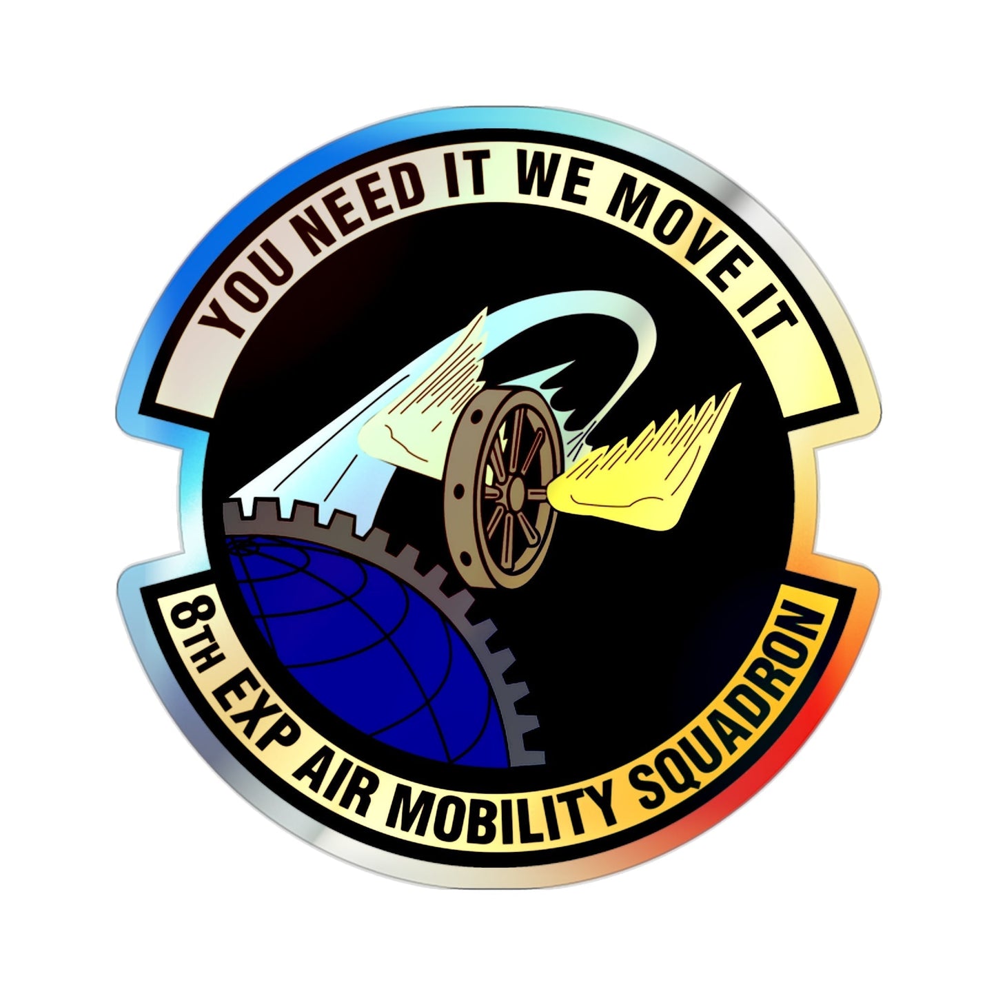 8th Expeditionary Air Mobility Squadron (U.S. Air Force) Holographic STICKER Die-Cut Vinyl Decal-2 Inch-The Sticker Space