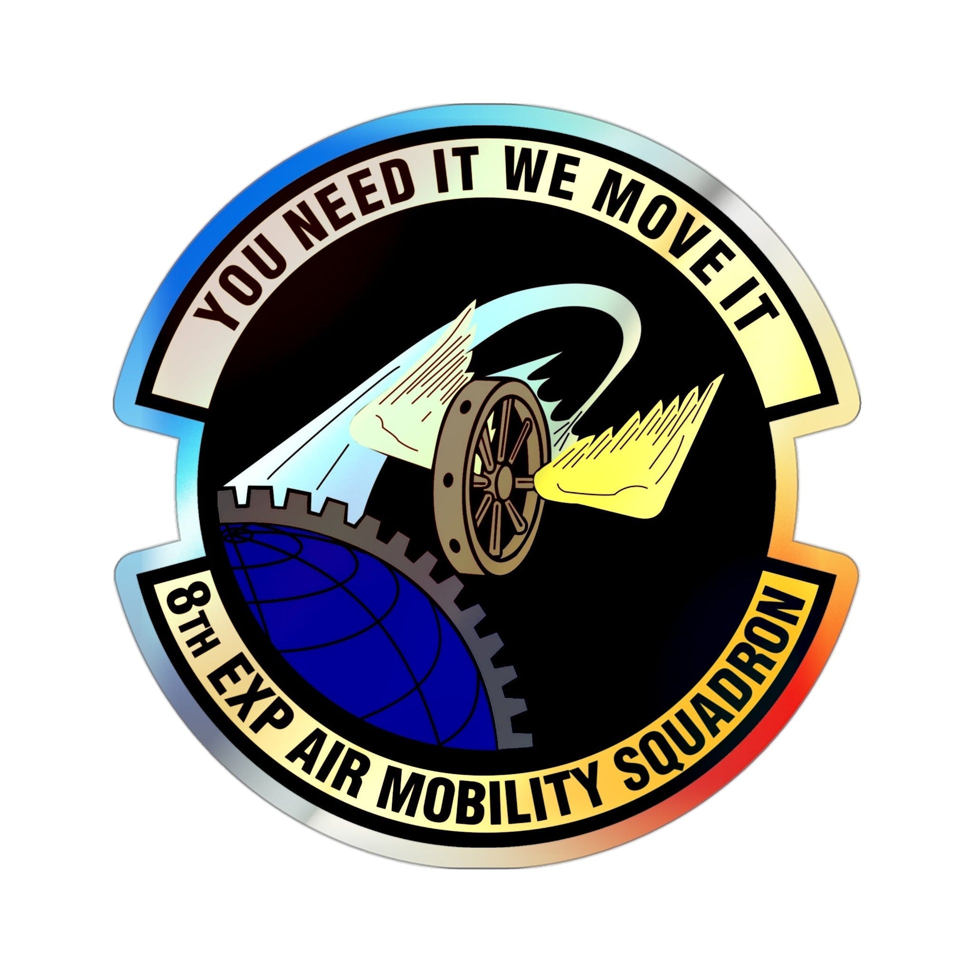 8th Expeditionary Air Mobility Squadron (U.S. Air Force) Holographic STICKER Die-Cut Vinyl Decal-3 Inch-The Sticker Space