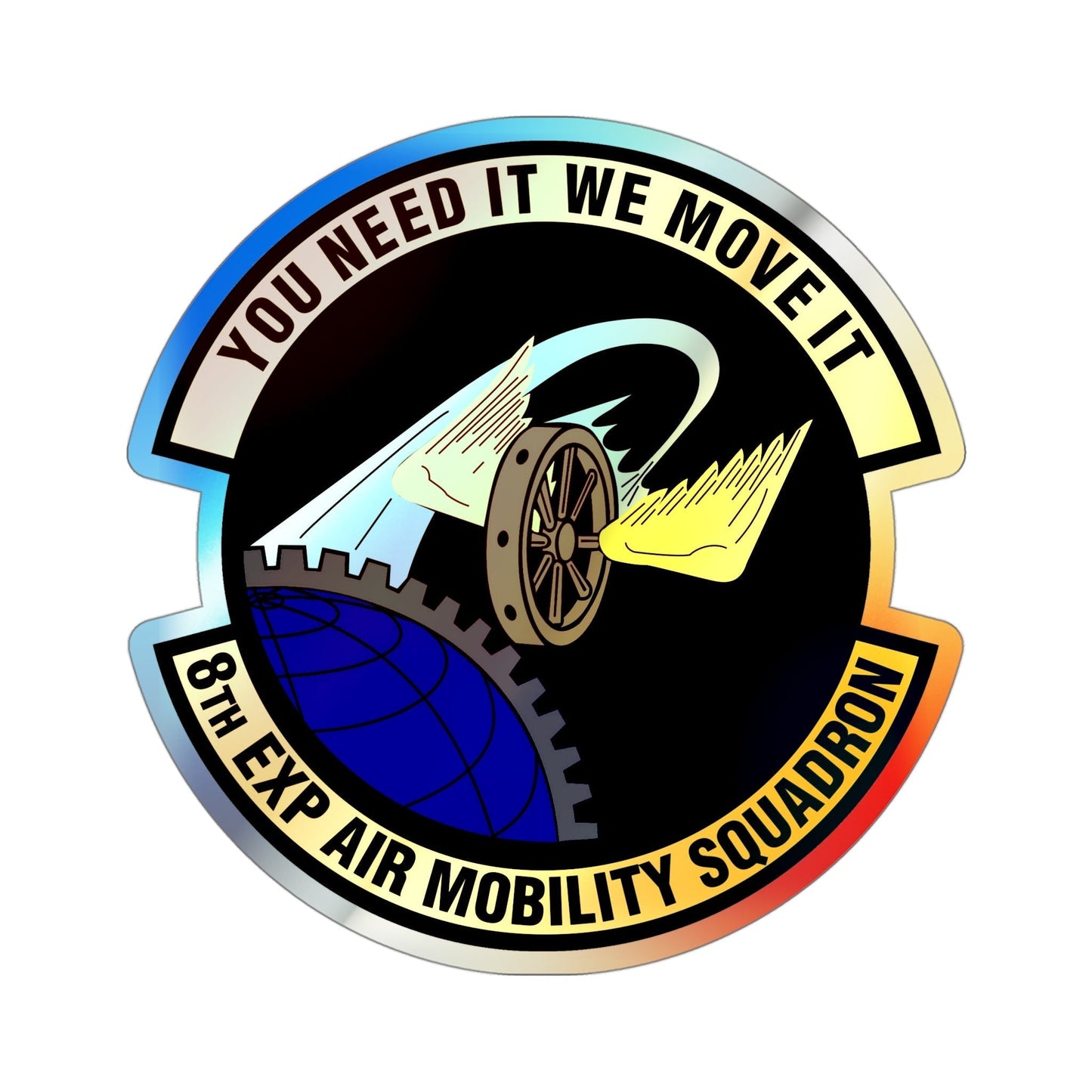 8th Expeditionary Air Mobility Squadron (U.S. Air Force) Holographic STICKER Die-Cut Vinyl Decal-4 Inch-The Sticker Space