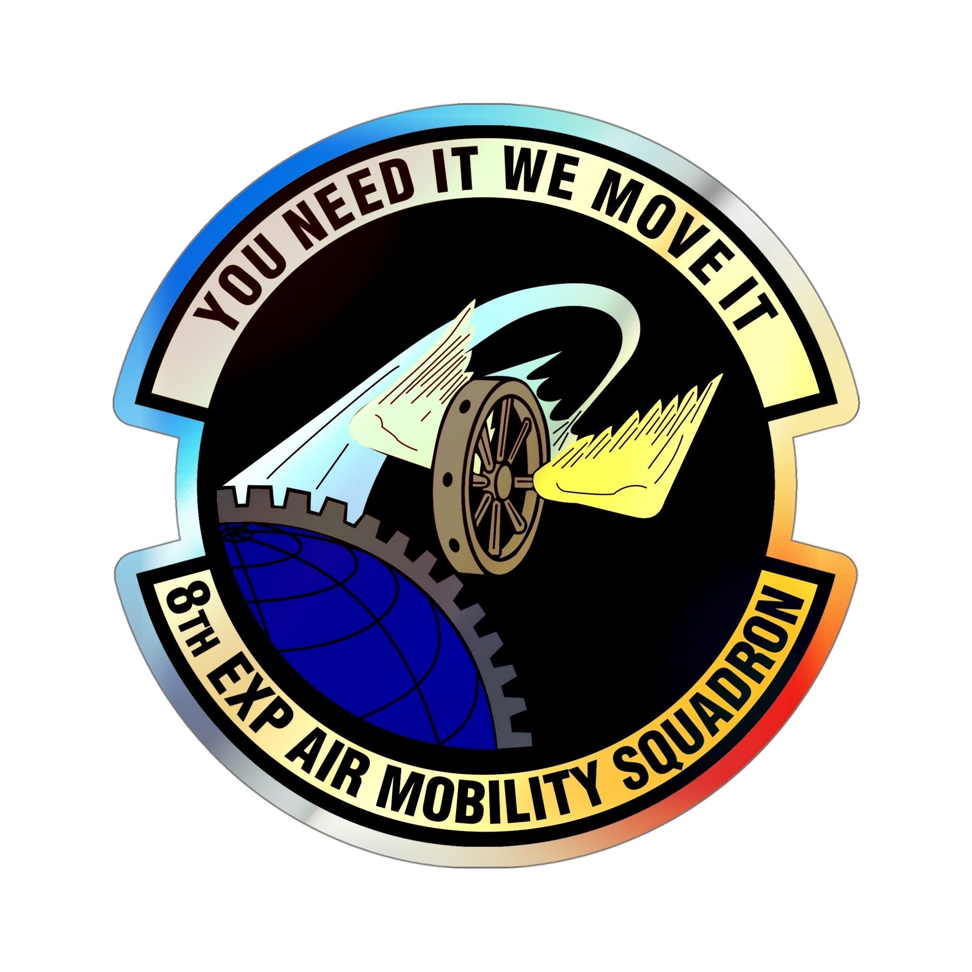 8th Expeditionary Air Mobility Squadron (U.S. Air Force) Holographic STICKER Die-Cut Vinyl Decal-5 Inch-The Sticker Space