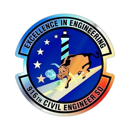 916th Civil Engineer Squadron (U.S. Air Force) Holographic STICKER Die-Cut Vinyl Decal-4 Inch-The Sticker Space