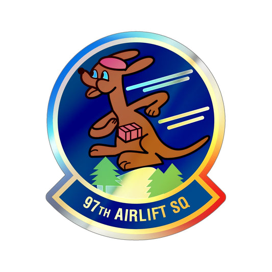 97 Airlift Squadron AFRC (U.S. Air Force) Holographic STICKER Die-Cut Vinyl Decal-6 Inch-The Sticker Space