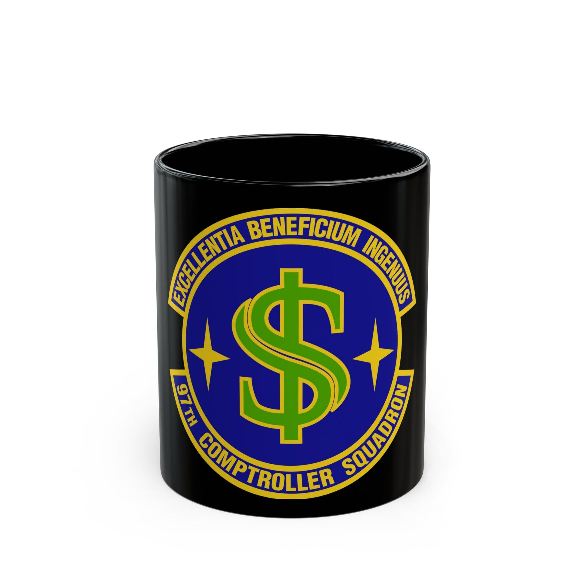 97th Comptroller Squadron (U.S. Air Force) Black Coffee Mug-11oz-The Sticker Space