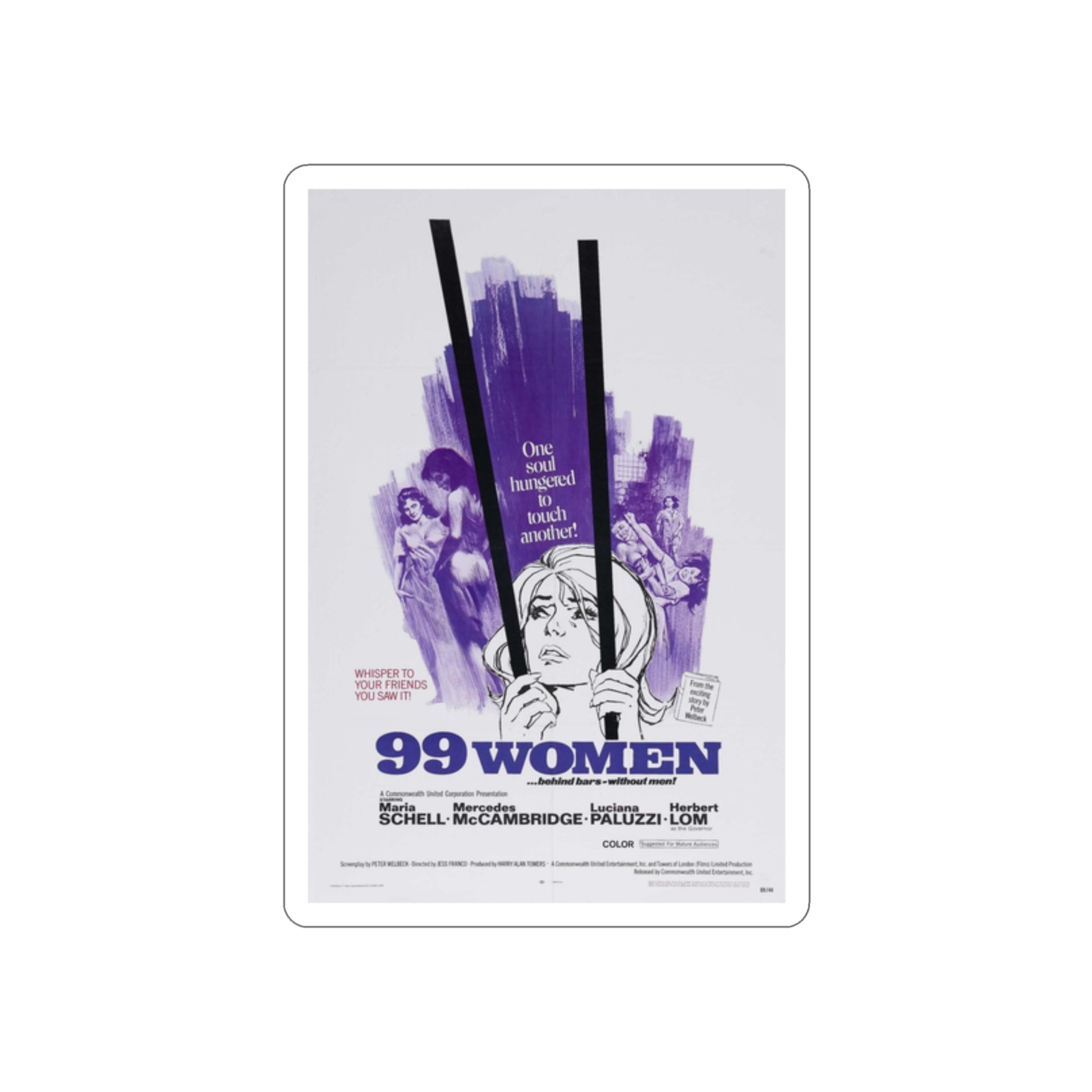 99 WOMEN 1969 Movie Poster STICKER Vinyl Die-Cut Decal-2 Inch-The Sticker Space