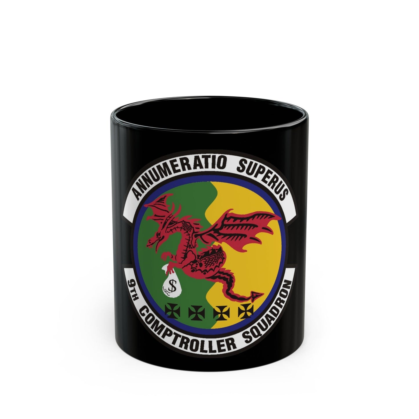 9th Comptroller Squadron (U.S. Air Force) Black Coffee Mug-11oz-The Sticker Space