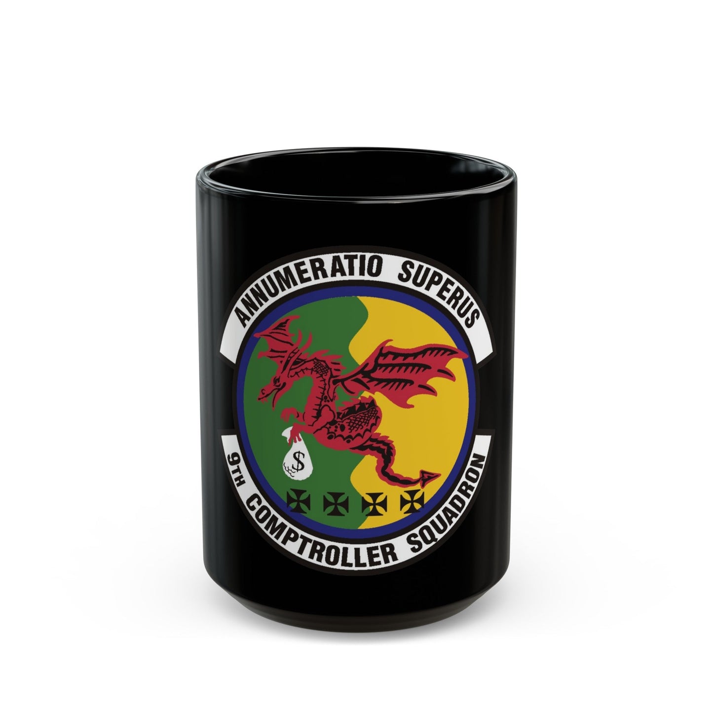 9th Comptroller Squadron (U.S. Air Force) Black Coffee Mug-15oz-The Sticker Space