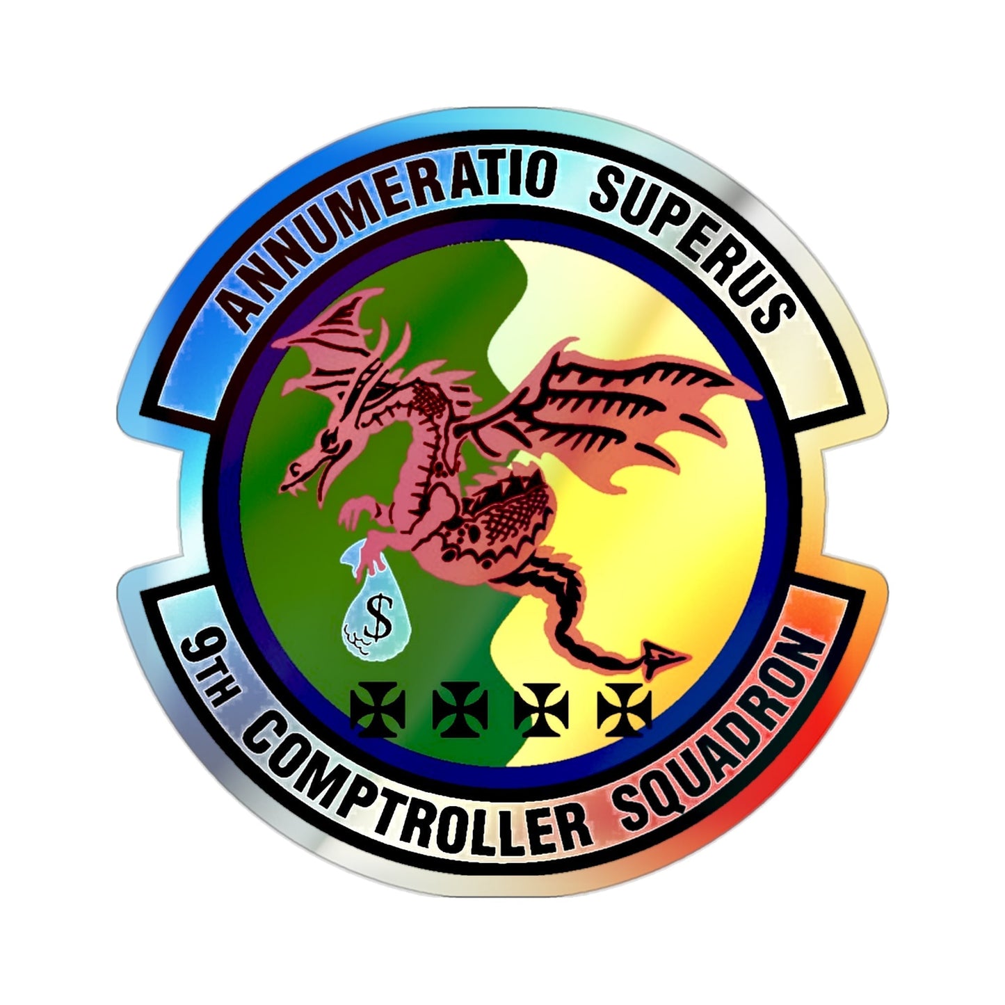 9th Comptroller Squadron (U.S. Air Force) Holographic STICKER Die-Cut Vinyl Decal-2 Inch-The Sticker Space