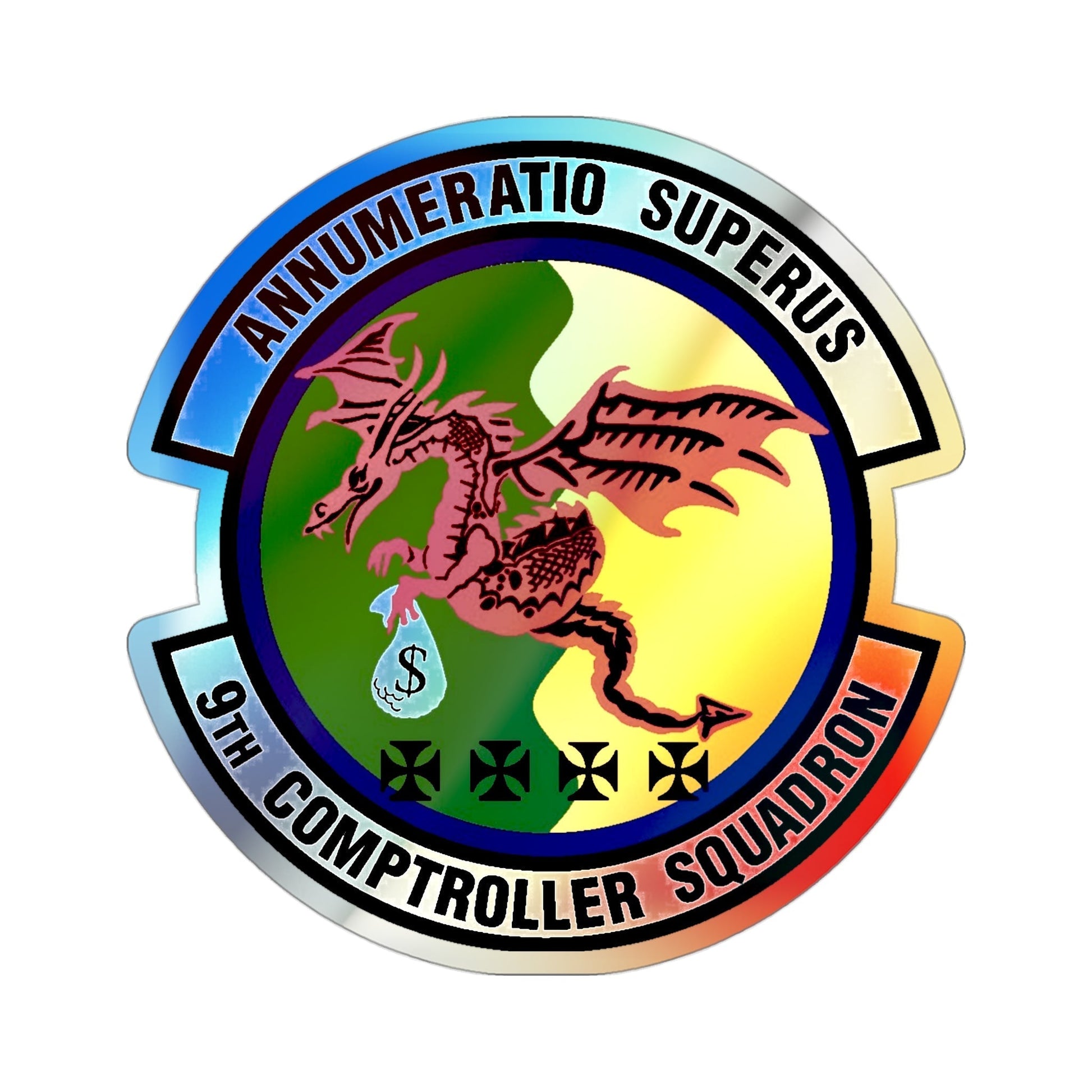 9th Comptroller Squadron (U.S. Air Force) Holographic STICKER Die-Cut Vinyl Decal-3 Inch-The Sticker Space