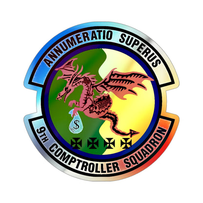 9th Comptroller Squadron (U.S. Air Force) Holographic STICKER Die-Cut Vinyl Decal-3 Inch-The Sticker Space