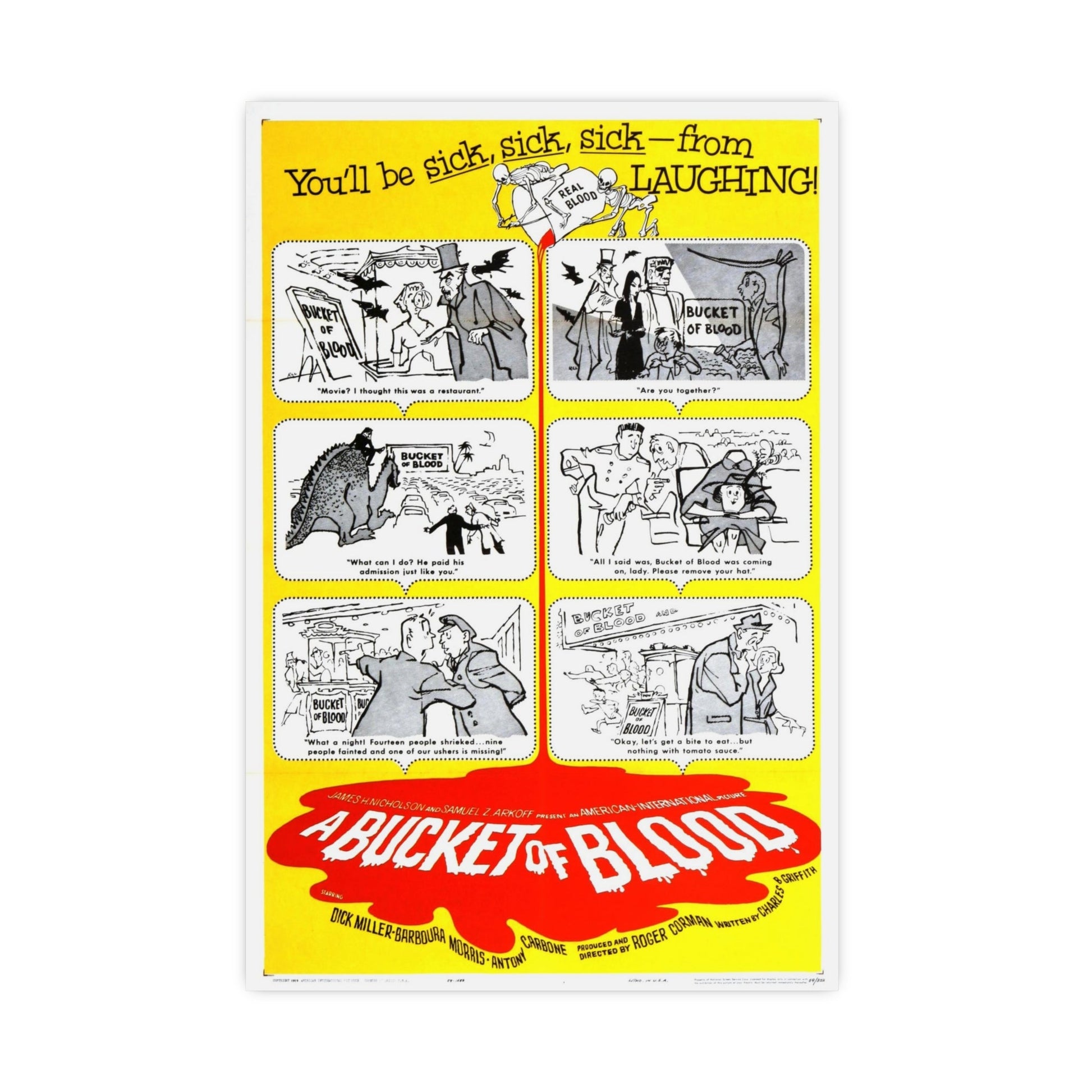 A BUCKET OF BLOOD 1959 - Paper Movie Poster-16″ x 24″ (Vertical)-The Sticker Space