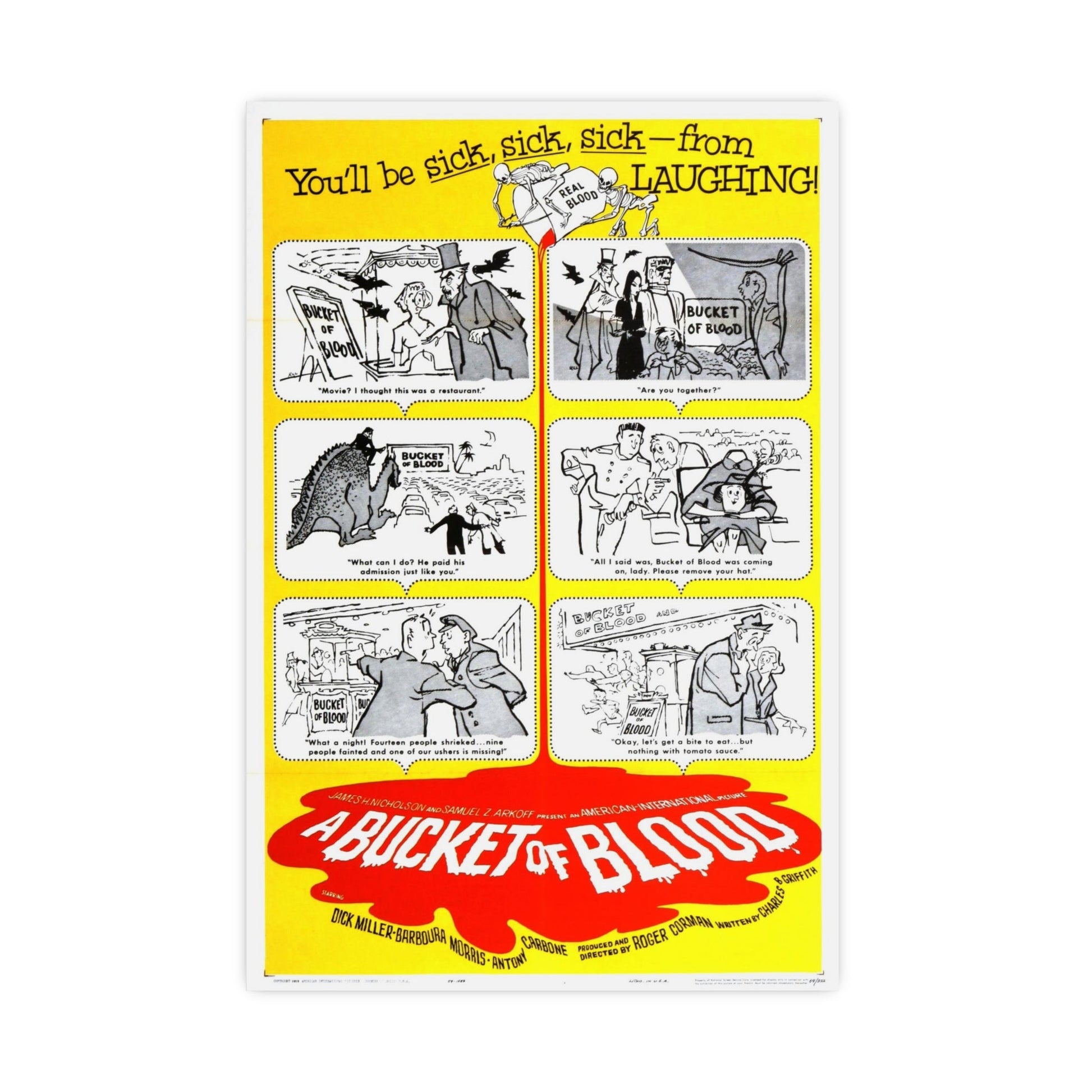 A BUCKET OF BLOOD 1959 - Paper Movie Poster-20″ x 30″ (Vertical)-The Sticker Space