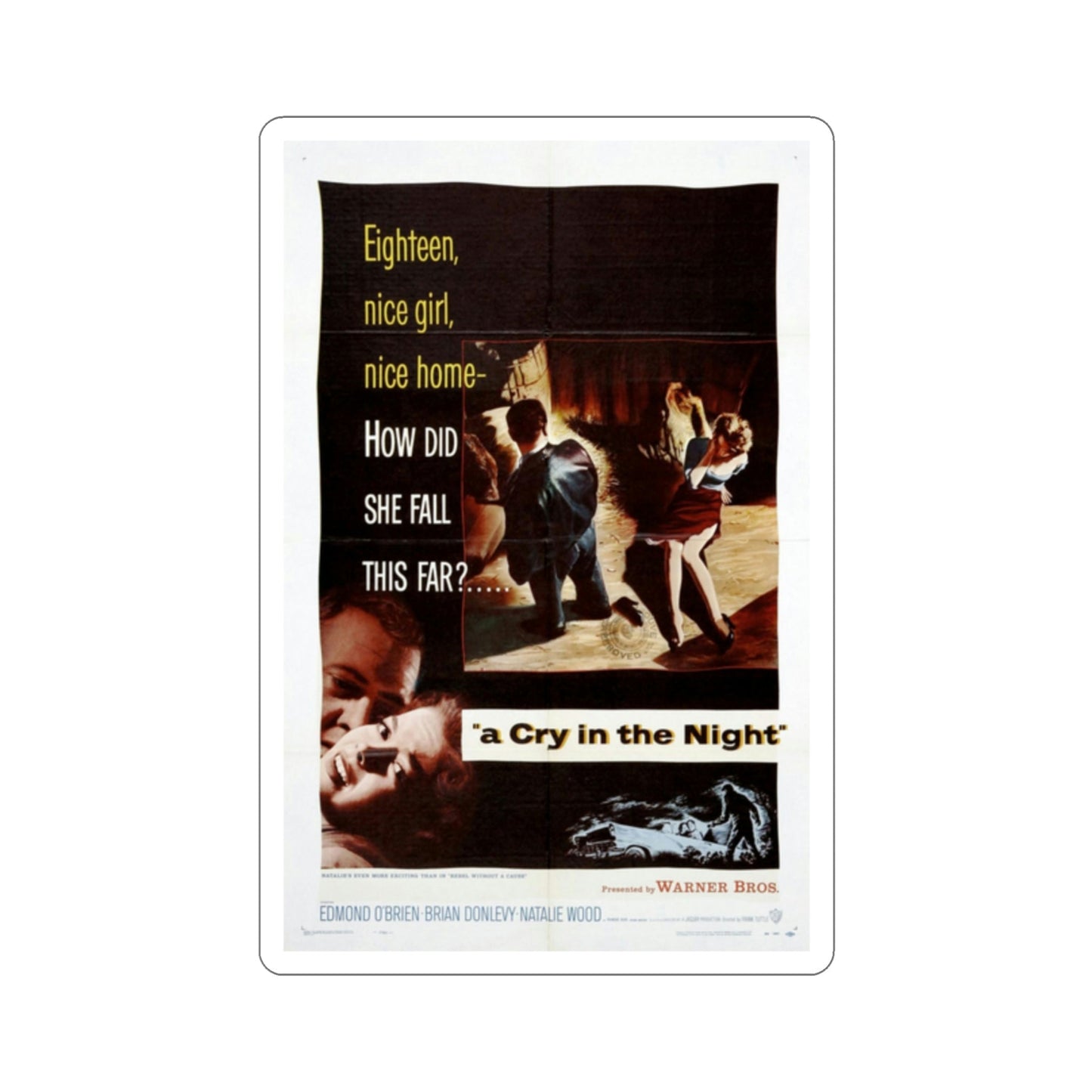 A Cry in the Night 1956 Movie Poster STICKER Vinyl Die-Cut Decal-2 Inch-The Sticker Space