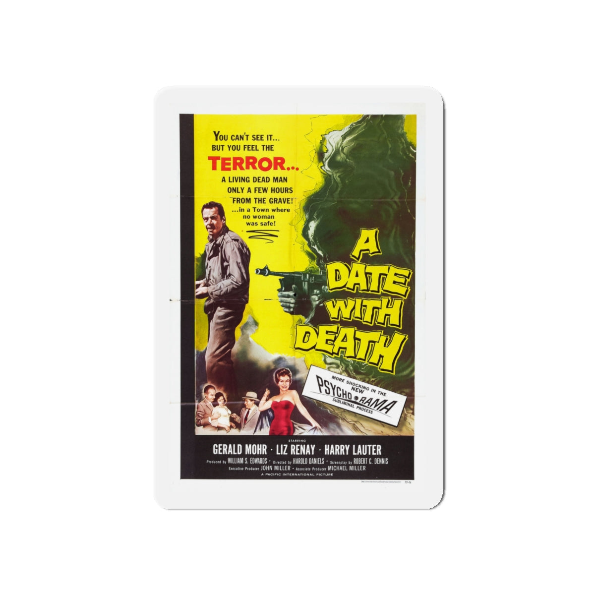 A DATE WITH DEATH 1959 Movie Poster - Die-Cut Magnet-5" x 5"-The Sticker Space