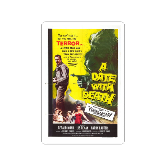 A DATE WITH DEATH 1959 Movie Poster STICKER Vinyl Die-Cut Decal-2 Inch-The Sticker Space