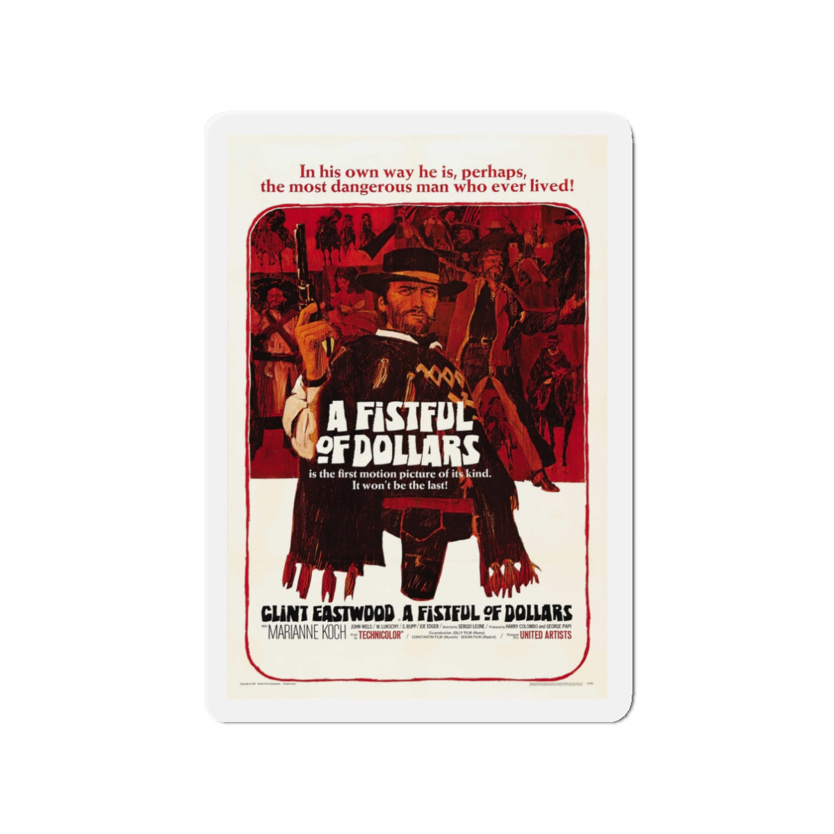 A FISTFUL OF DOLLARS 1964 Movie Poster - Die-Cut Magnet-3" x 3"-The Sticker Space