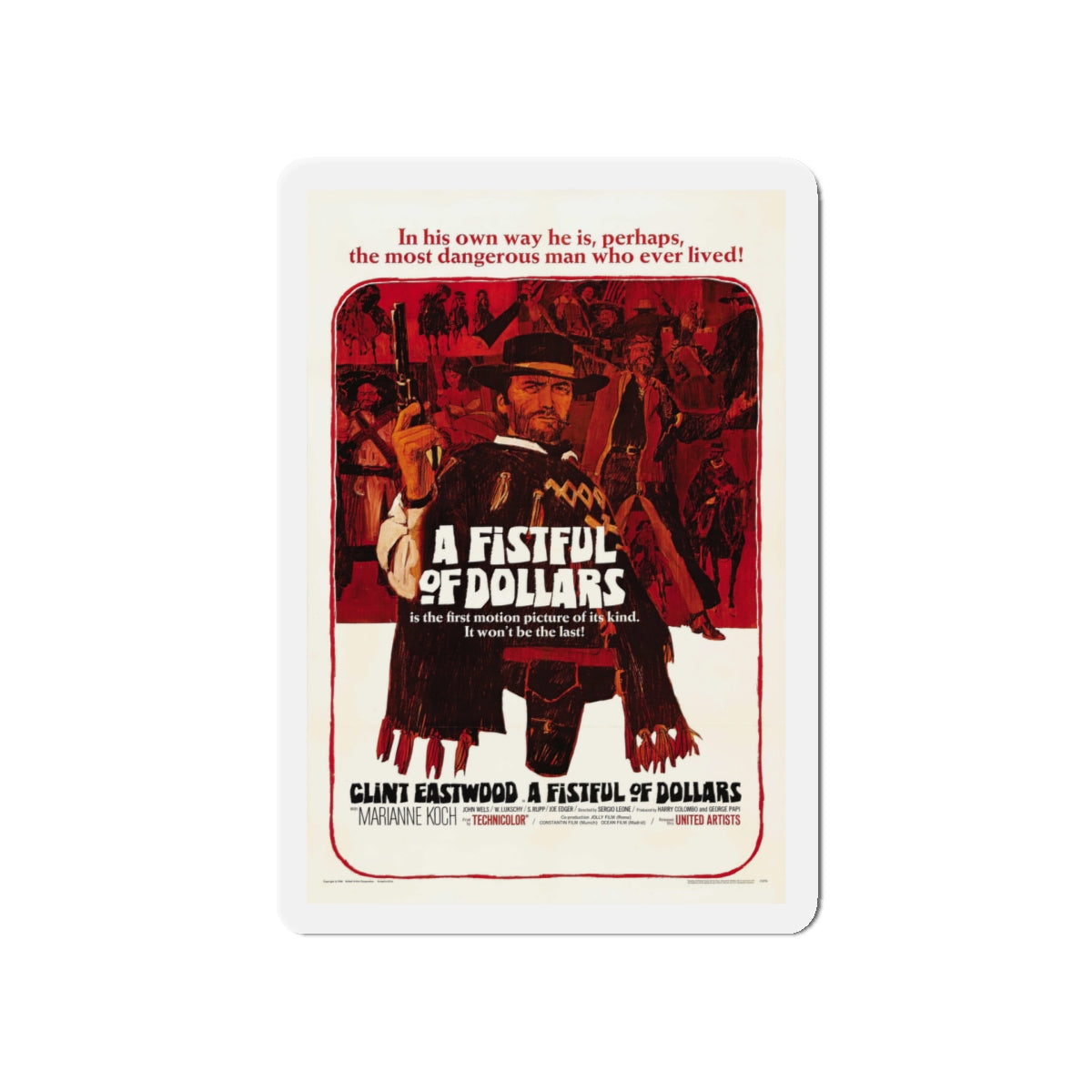 A FISTFUL OF DOLLARS 1964 Movie Poster - Die-Cut Magnet-5" x 5"-The Sticker Space