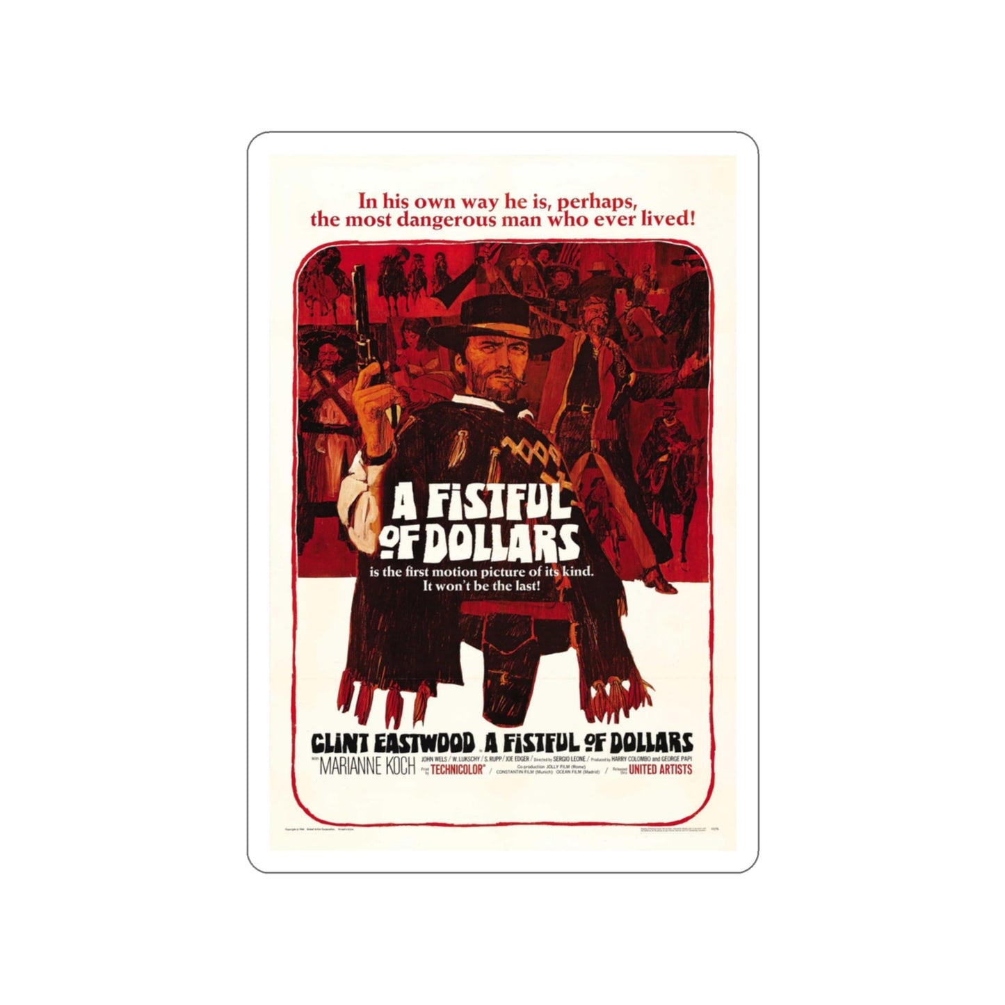A FISTFUL OF DOLLARS 1964 Movie Poster STICKER Vinyl Die-Cut Decal-3 Inch-The Sticker Space