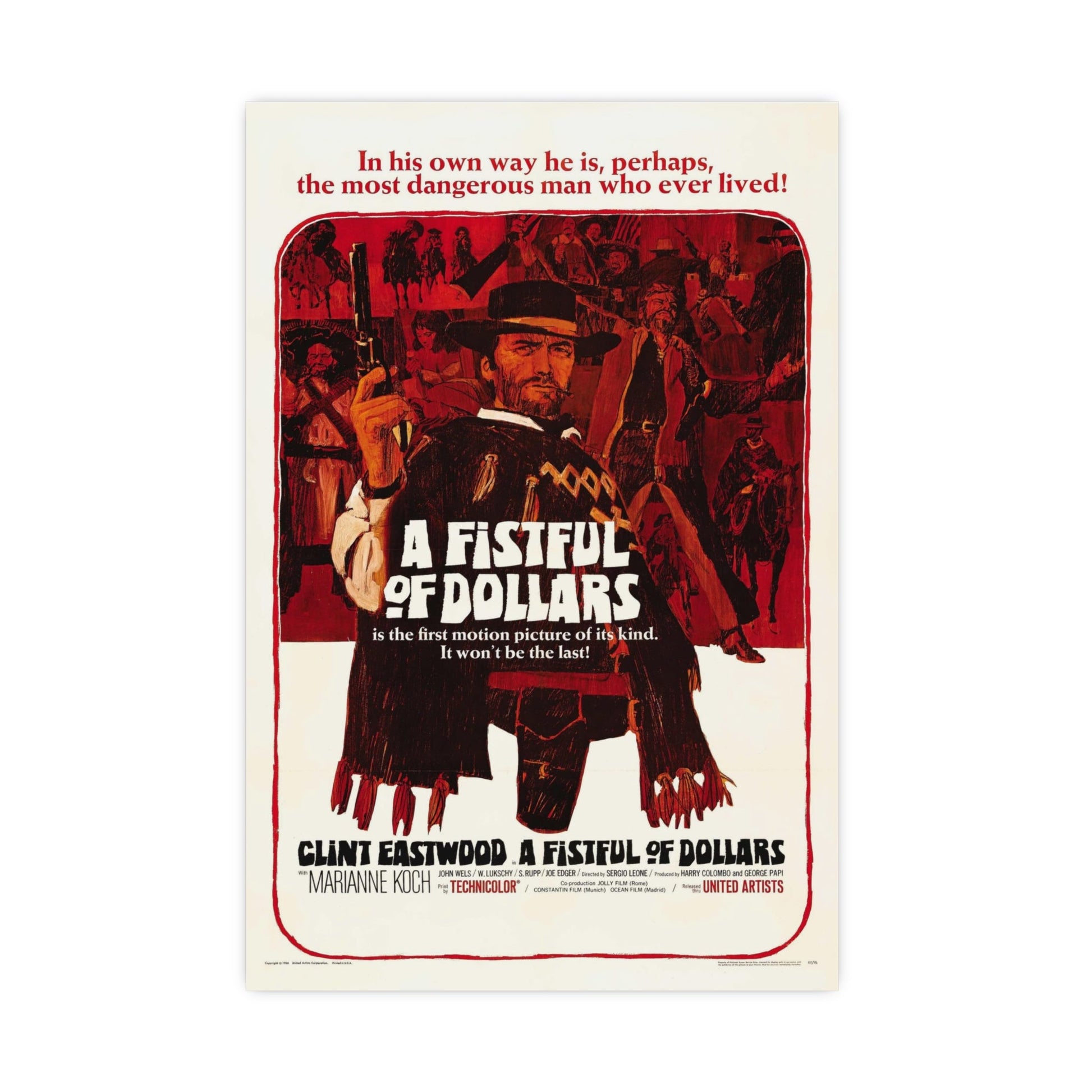 A FISTFUL OF DOLLARS 1964 - Paper Movie Poster-16″ x 24″ (Vertical)-The Sticker Space