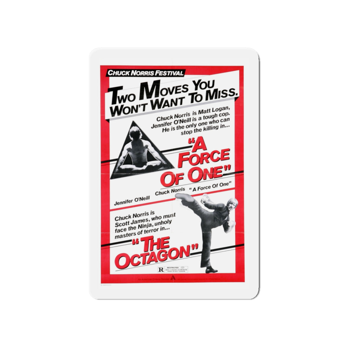 A FORCE OF ONE + THE OCTAGON 1979 Movie Poster - Die-Cut Magnet-4" x 4"-The Sticker Space