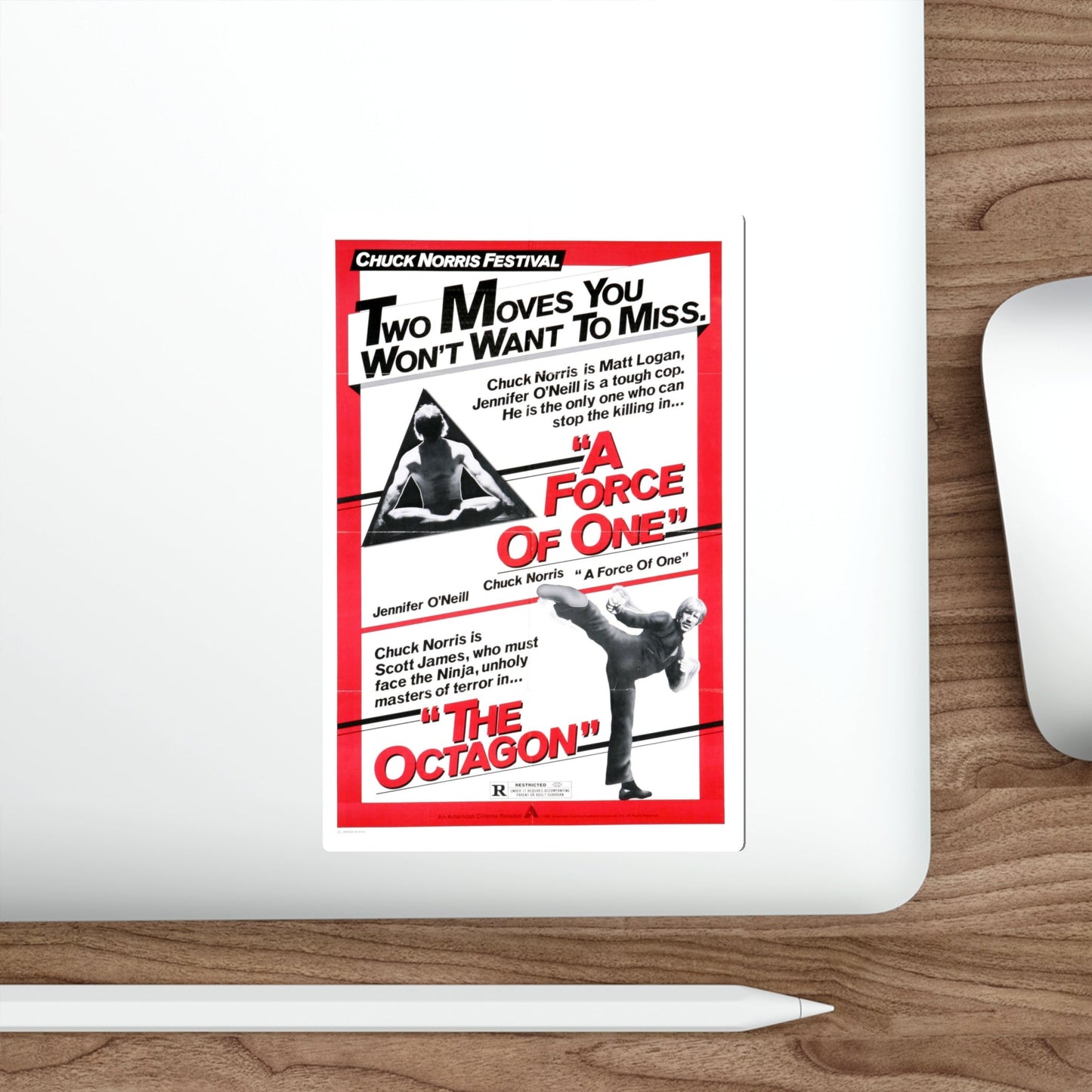 A FORCE OF ONE + THE OCTAGON 1979 Movie Poster STICKER Vinyl Die-Cut Decal-The Sticker Space
