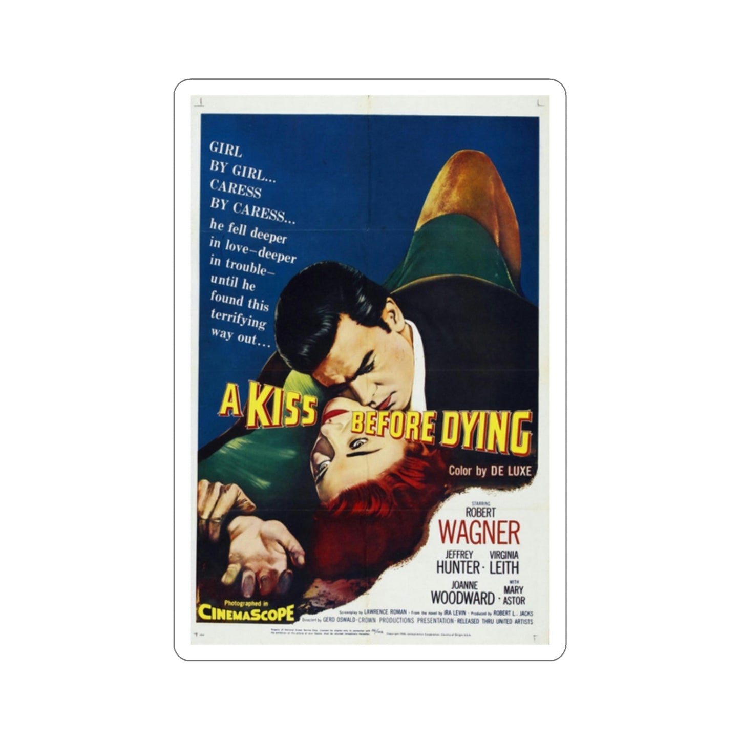 A Kiss Before Dying 1956 Movie Poster STICKER Vinyl Die-Cut Decal-2 Inch-The Sticker Space