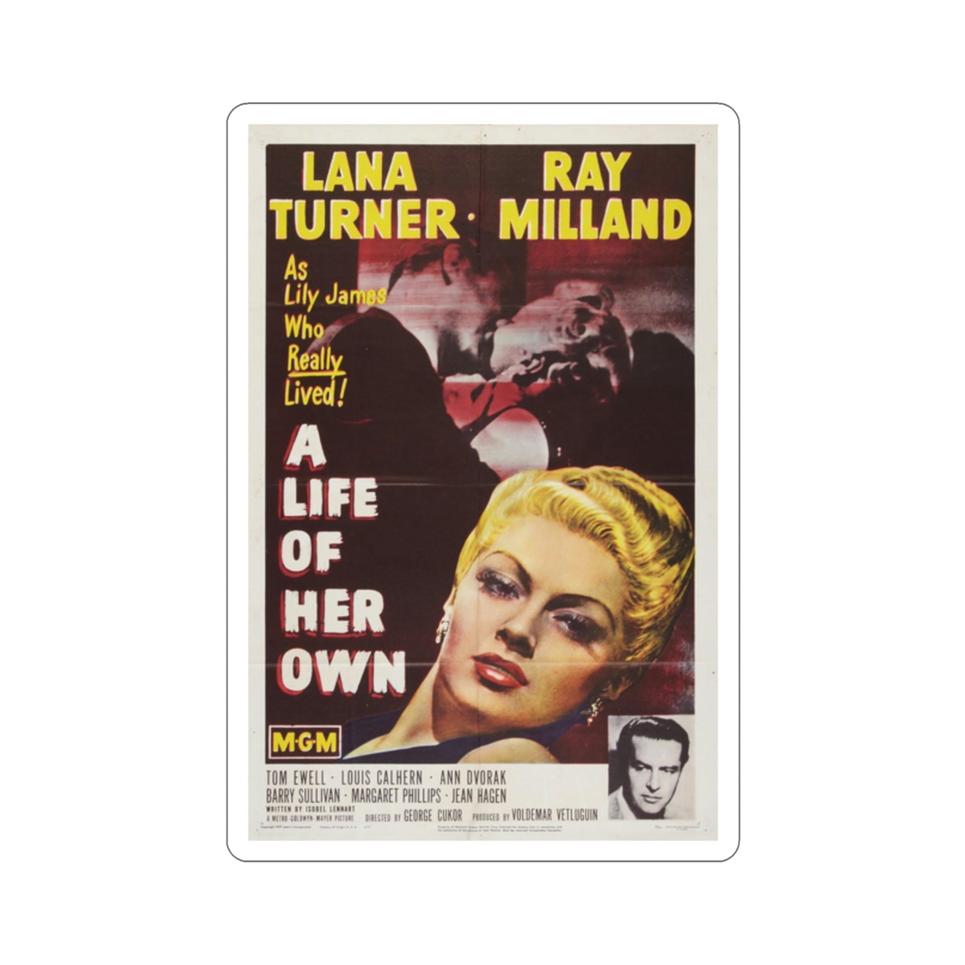 A Life of Her Own 1950 Movie Poster STICKER Vinyl Die-Cut Decal-2 Inch-The Sticker Space
