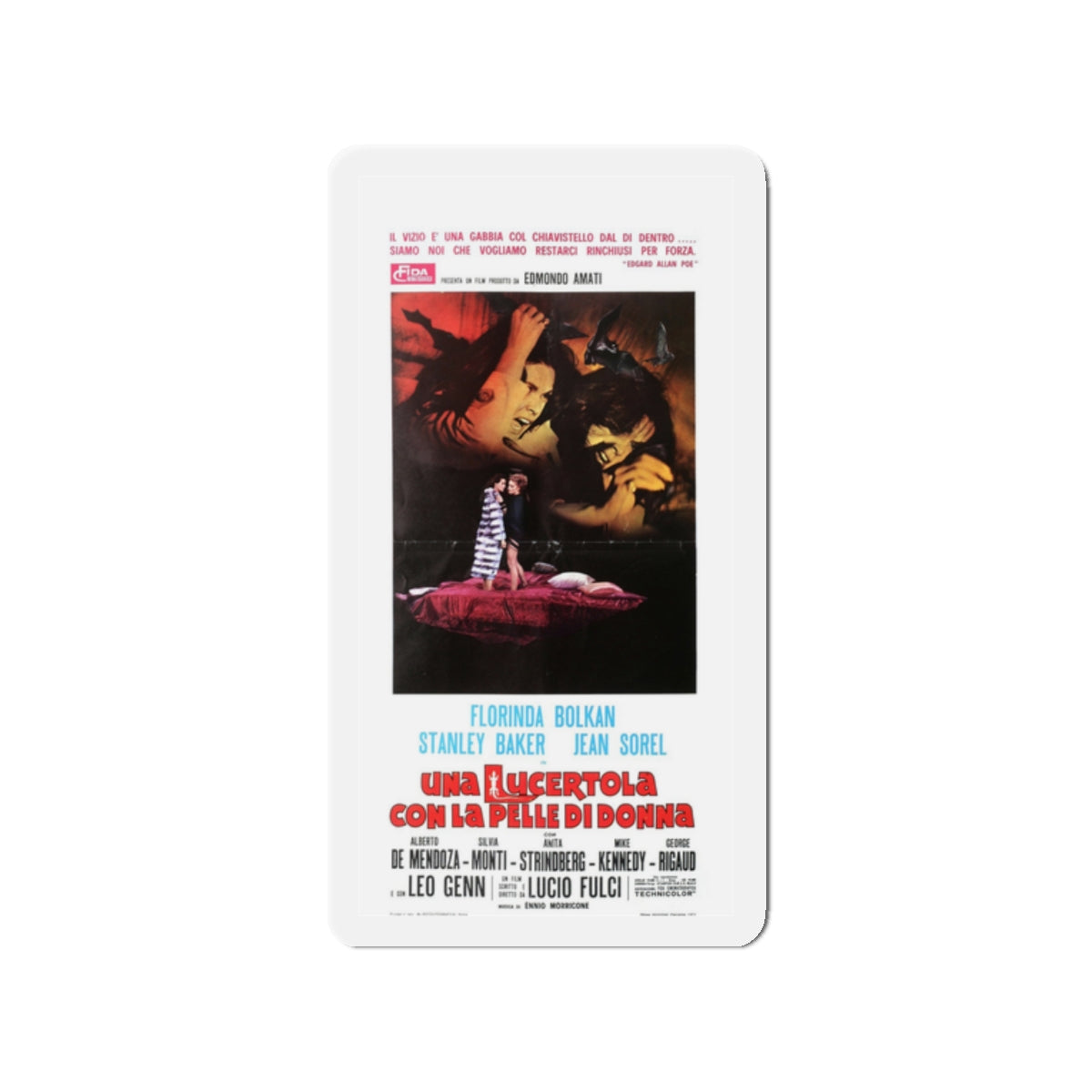 A LIZARD IN A WOMAN'S SKIN (ITALIAN) 1971 Movie Poster - Die-Cut Magnet-2" x 2"-The Sticker Space