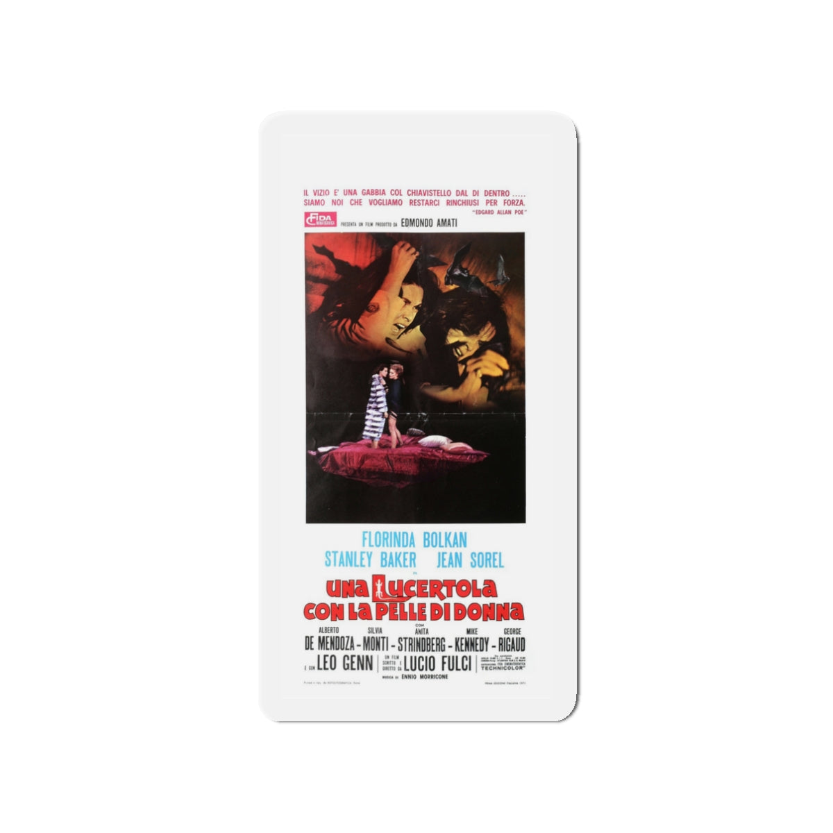 A LIZARD IN A WOMAN'S SKIN (ITALIAN) 1971 Movie Poster - Die-Cut Magnet-3" x 3"-The Sticker Space