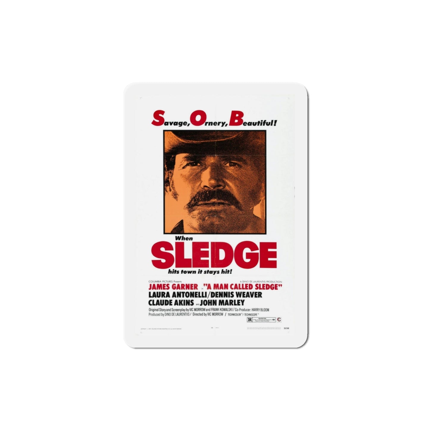 A Man Called Sledge 1970 Movie Poster Die-Cut Magnet-3 Inch-The Sticker Space