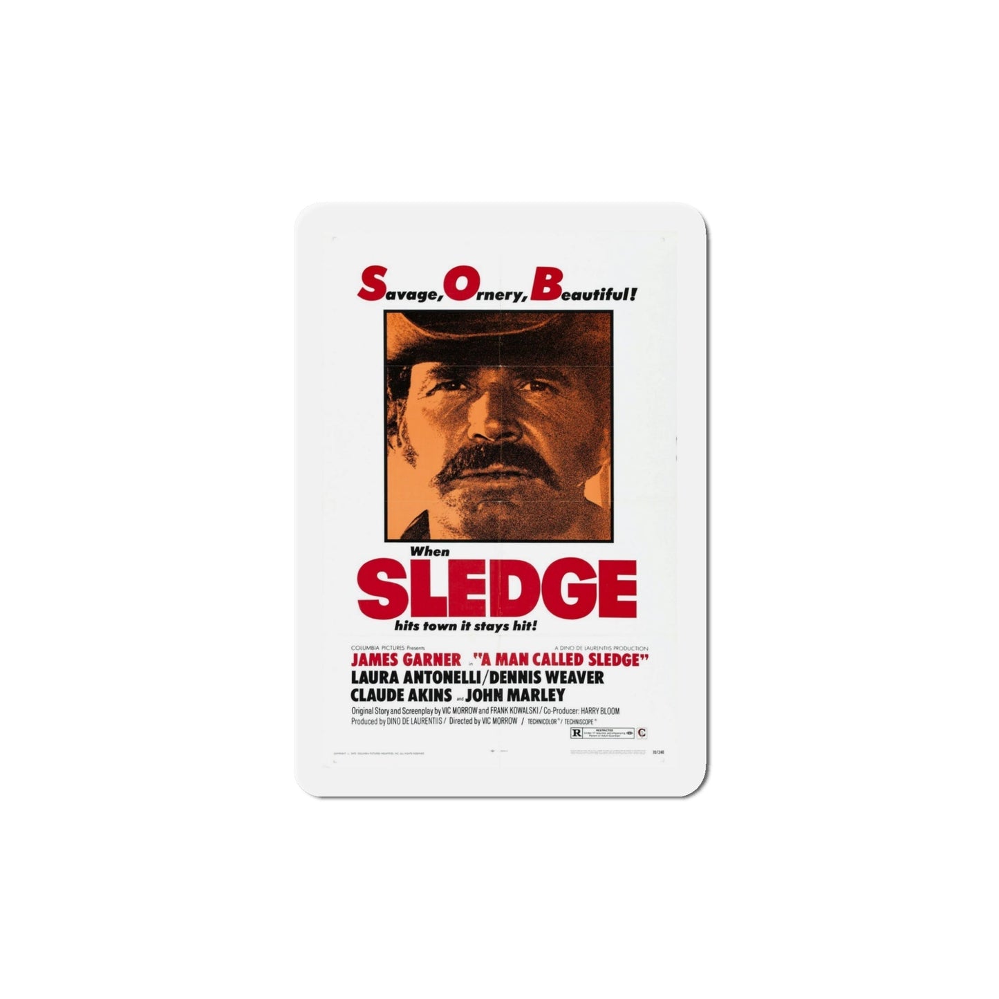 A Man Called Sledge 1970 Movie Poster Die-Cut Magnet-5 Inch-The Sticker Space