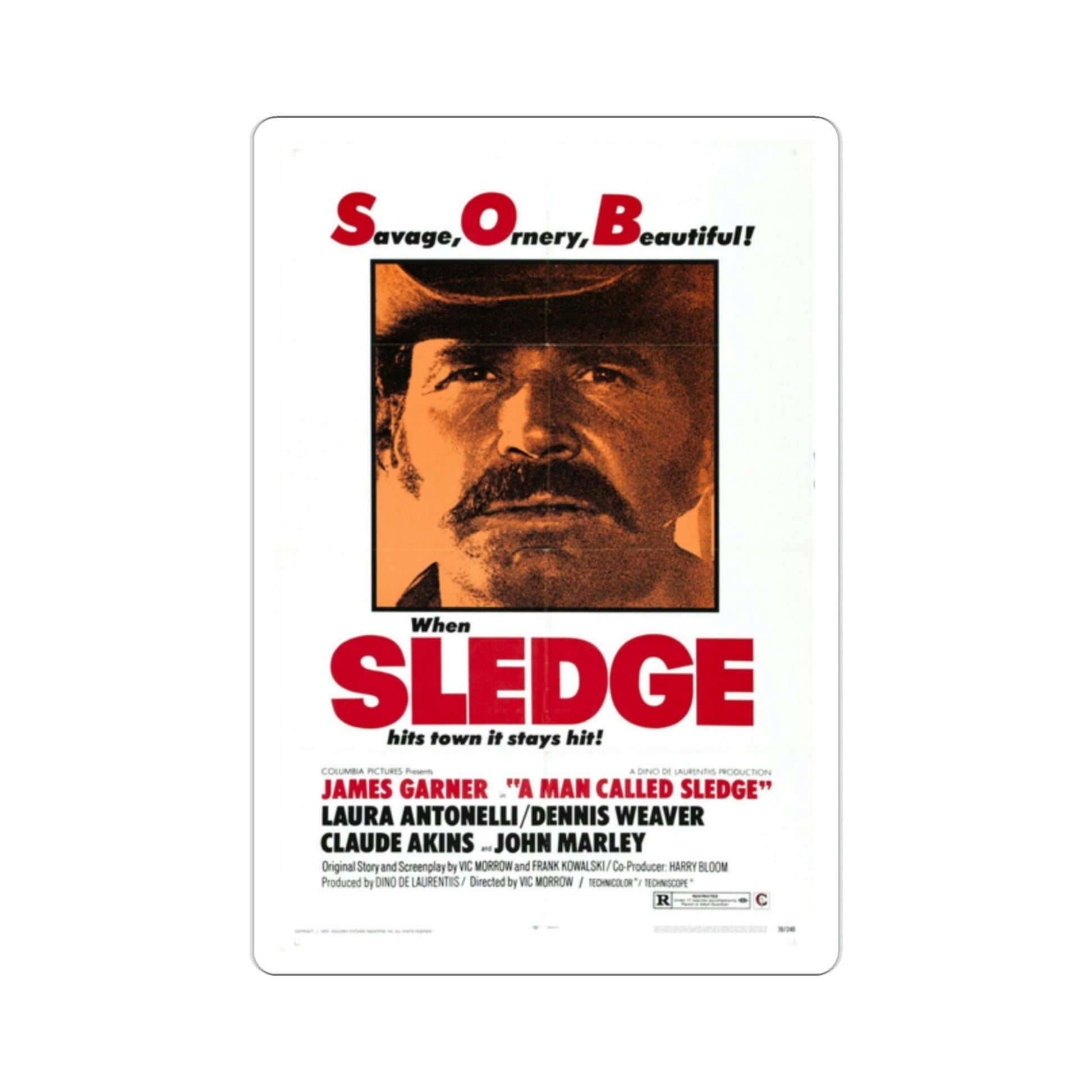 A Man Called Sledge 1970 Movie Poster STICKER Vinyl Die-Cut Decal-2 Inch-The Sticker Space