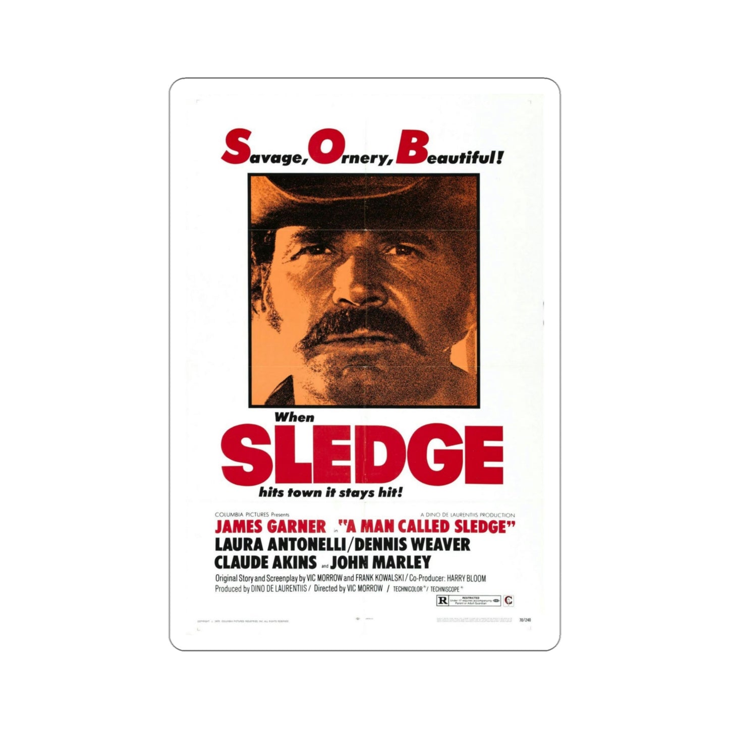 A Man Called Sledge 1970 Movie Poster STICKER Vinyl Die-Cut Decal-4 Inch-The Sticker Space