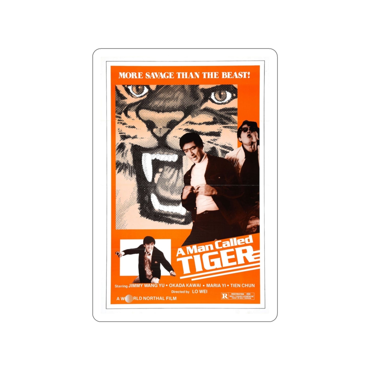 A MAN CALLED TIGER 1973 Movie Poster STICKER Vinyl Die-Cut Decal-3 Inch-The Sticker Space