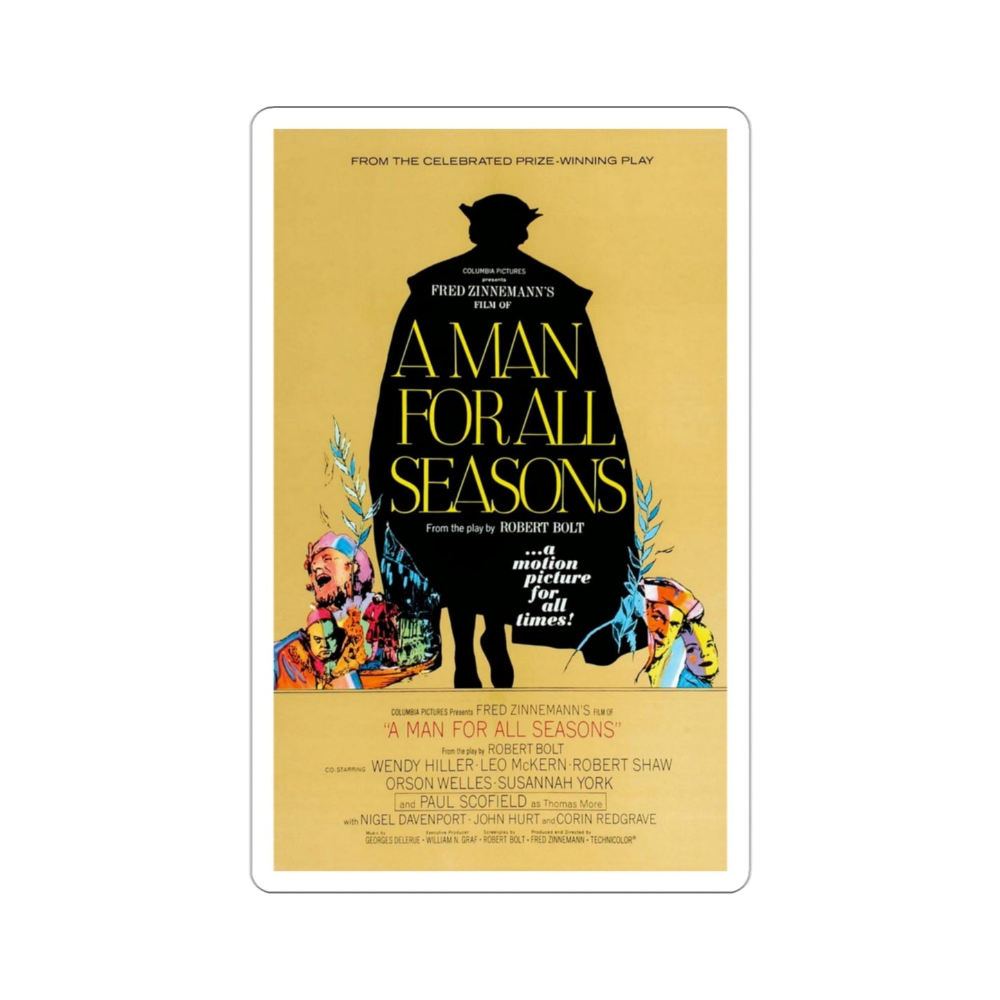 A Man for All Seasons 1966 Movie Poster STICKER Vinyl Die-Cut Decal-3 Inch-The Sticker Space