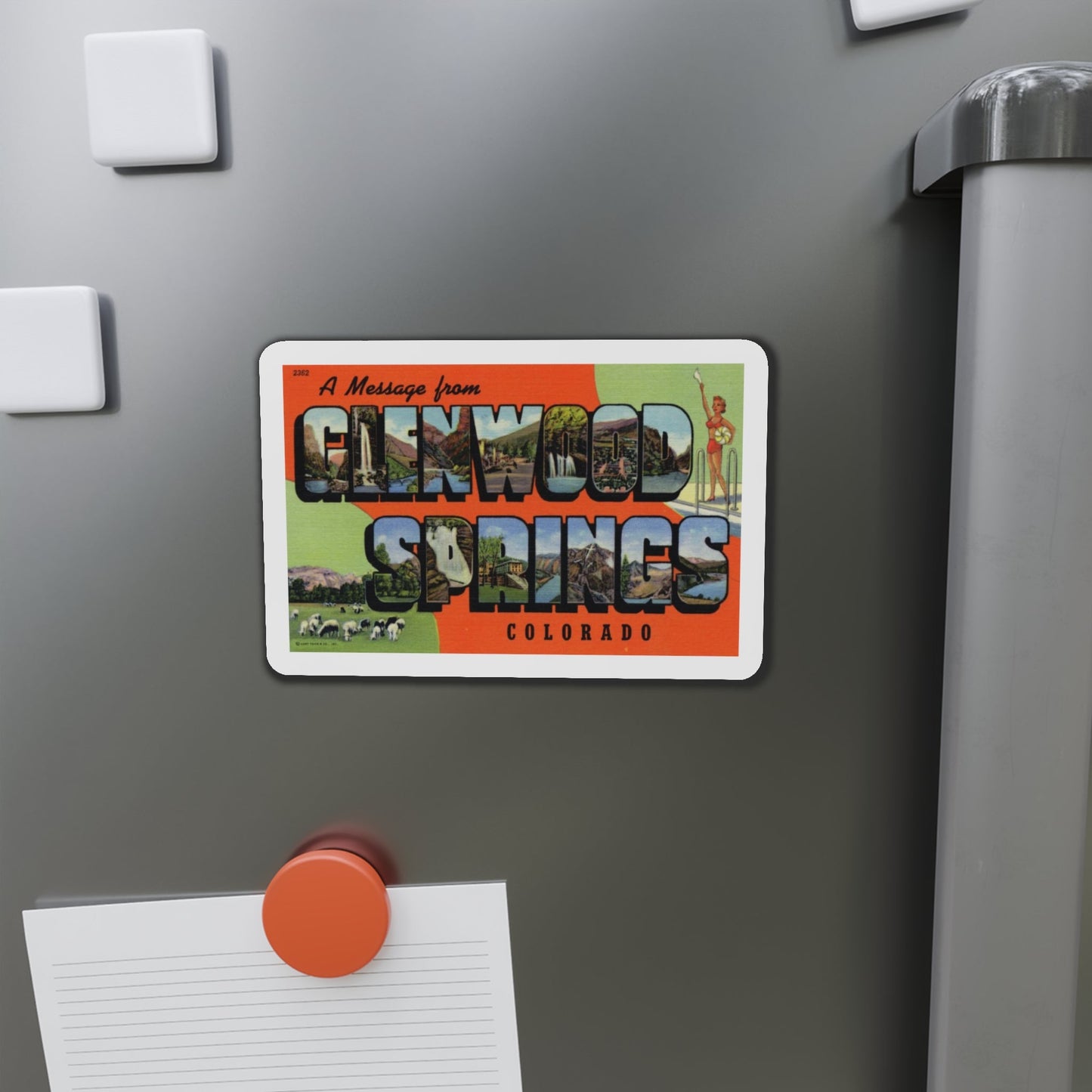 A Message From Glenwood Springs Colorado (Greeting Postcards) Die-Cut Magnet-The Sticker Space