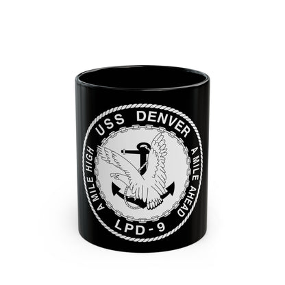 A Mile High USS Denver A Mile Ahead LPD 9 BW (U.S. Navy) Black Coffee Mug-11oz-The Sticker Space